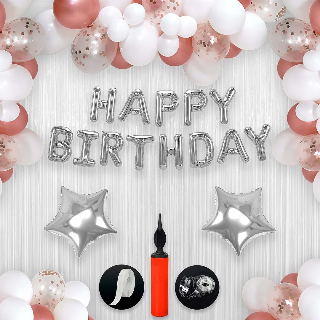 Rose Gold and White Birthday Decoration Kit