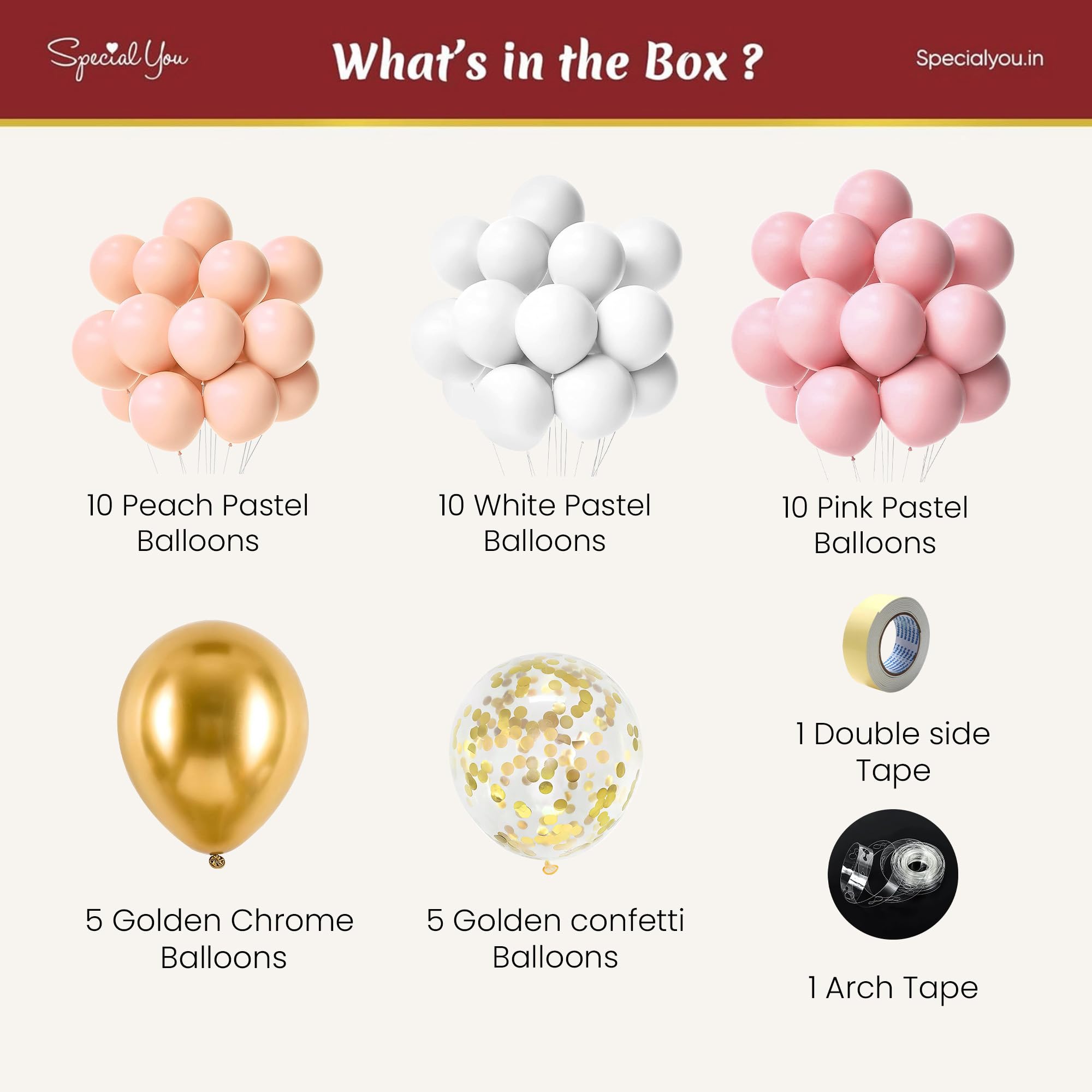 White, Pink, Peach & Gold Balloon combo