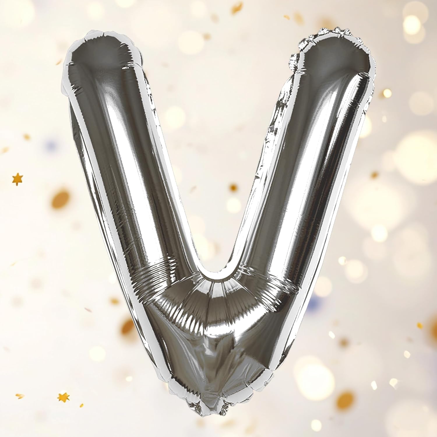 Silver V Letter Foil Balloon