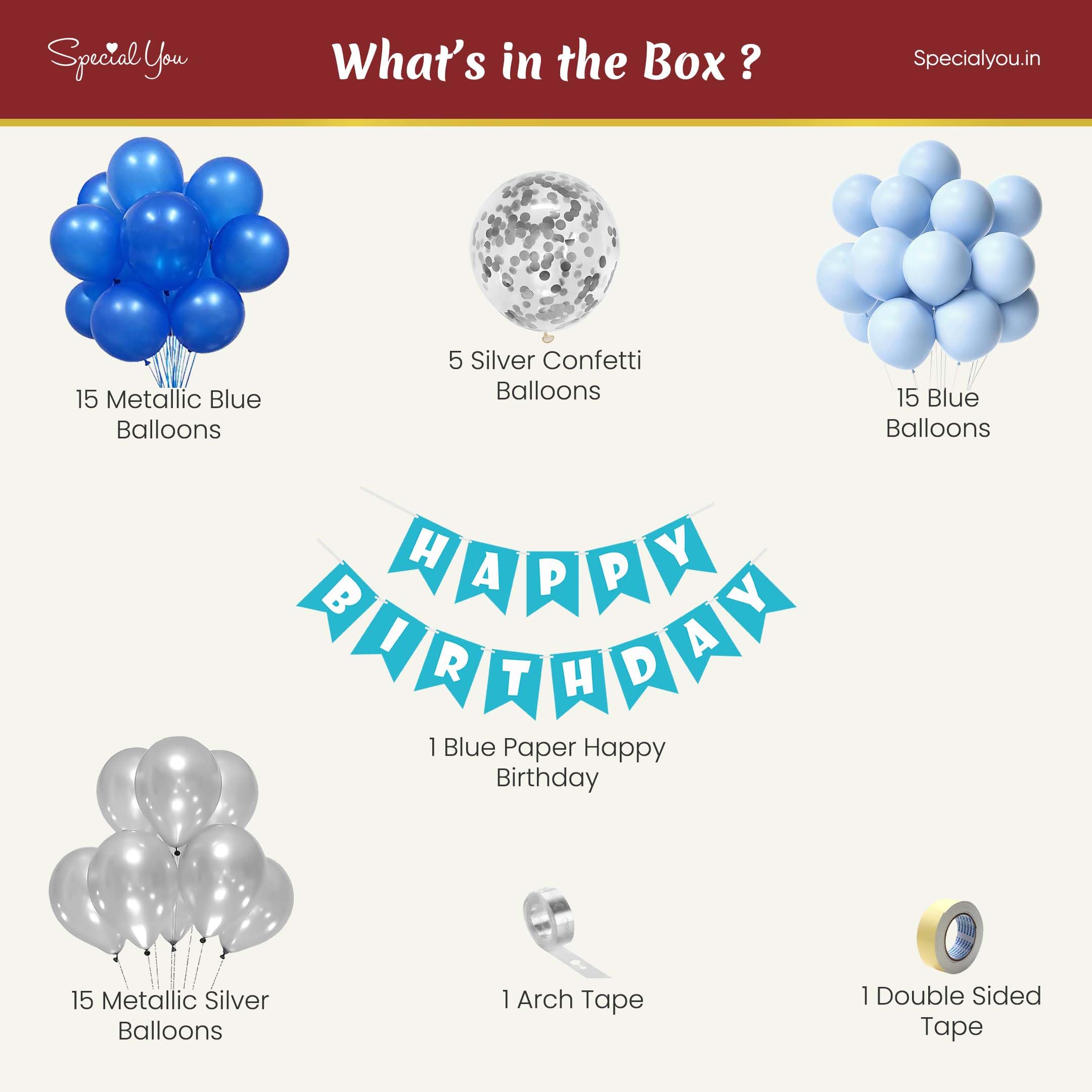 Blue theme Happy birthday decoration item kit for boys