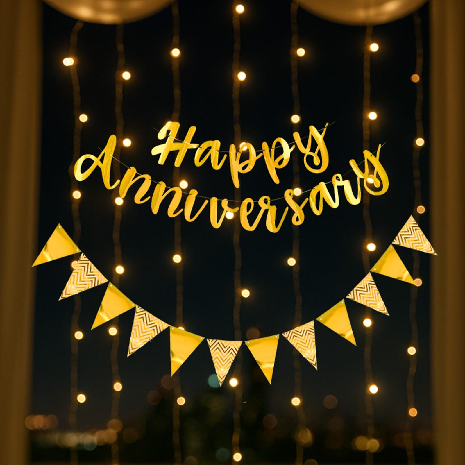 Golden Banner- Happy Anniversary, Flags
