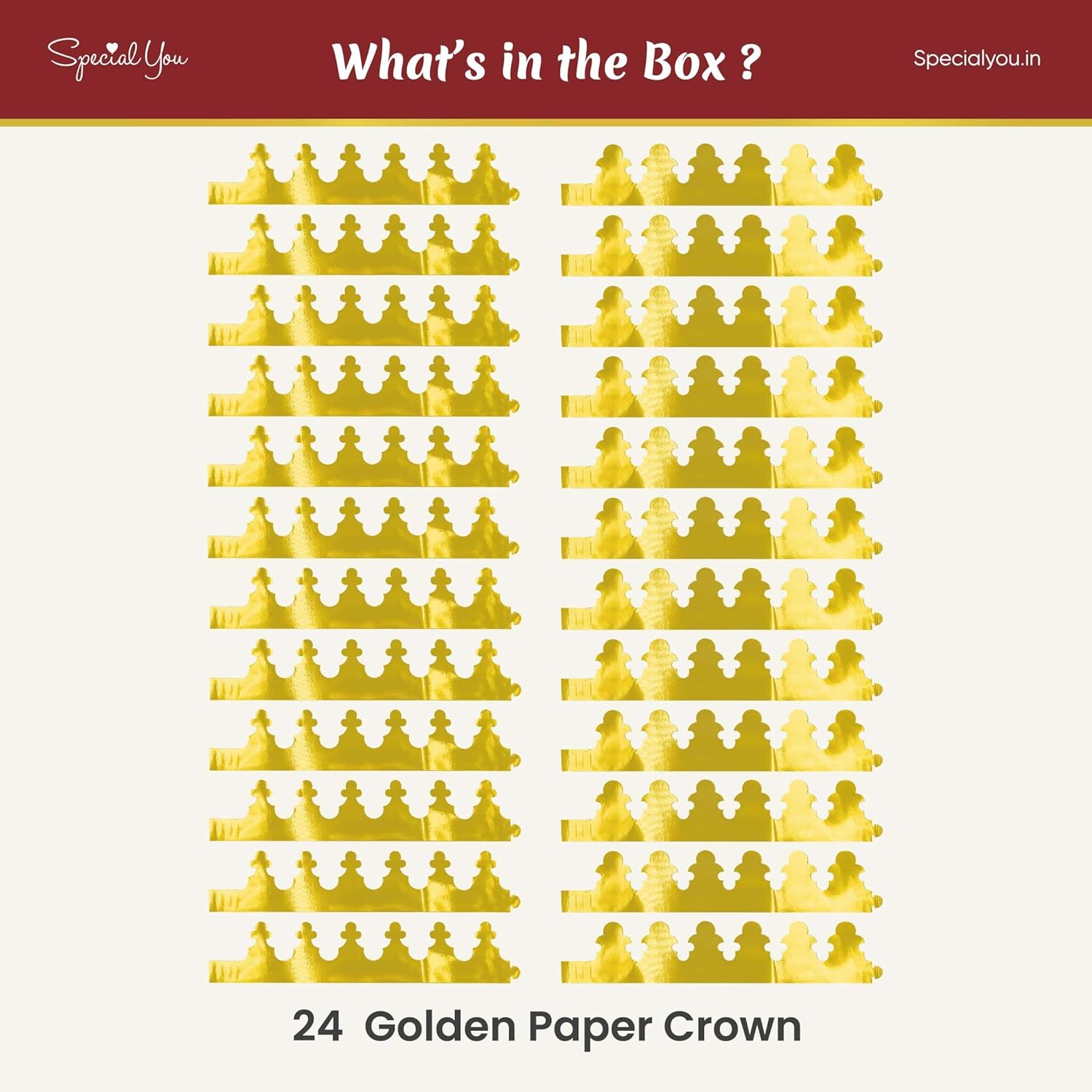 Gold Paper Crowns DIY set of 24 for Party