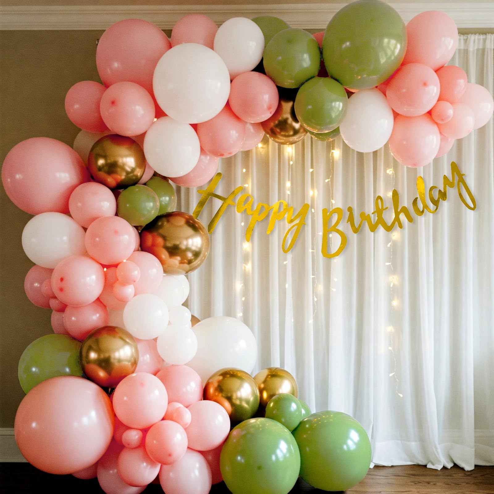Green & Pink Balloons Birthday Decoration Kit