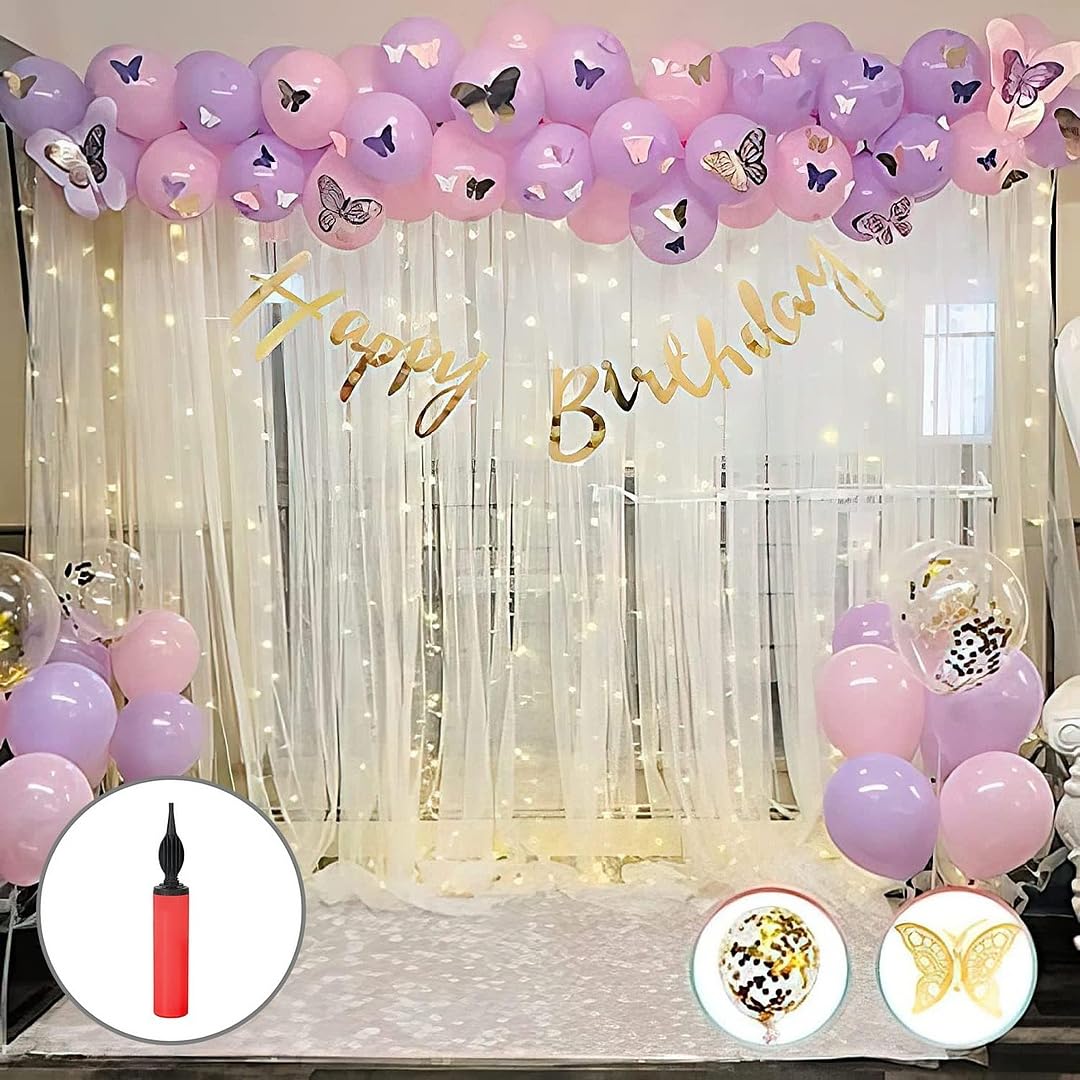 Butterfly décor and pastel colors of balloon