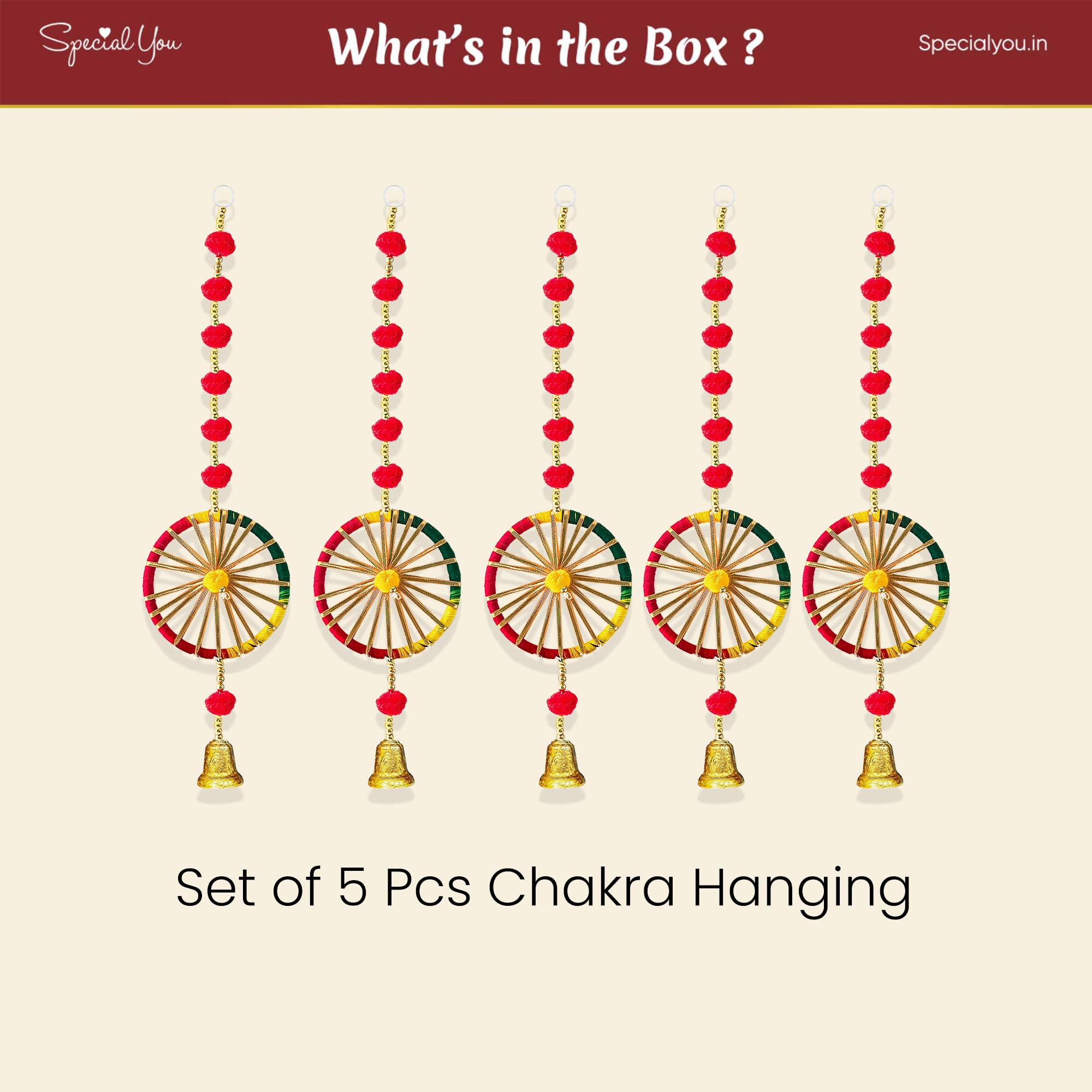 Red Pompom Latkans with Chakra & Bell