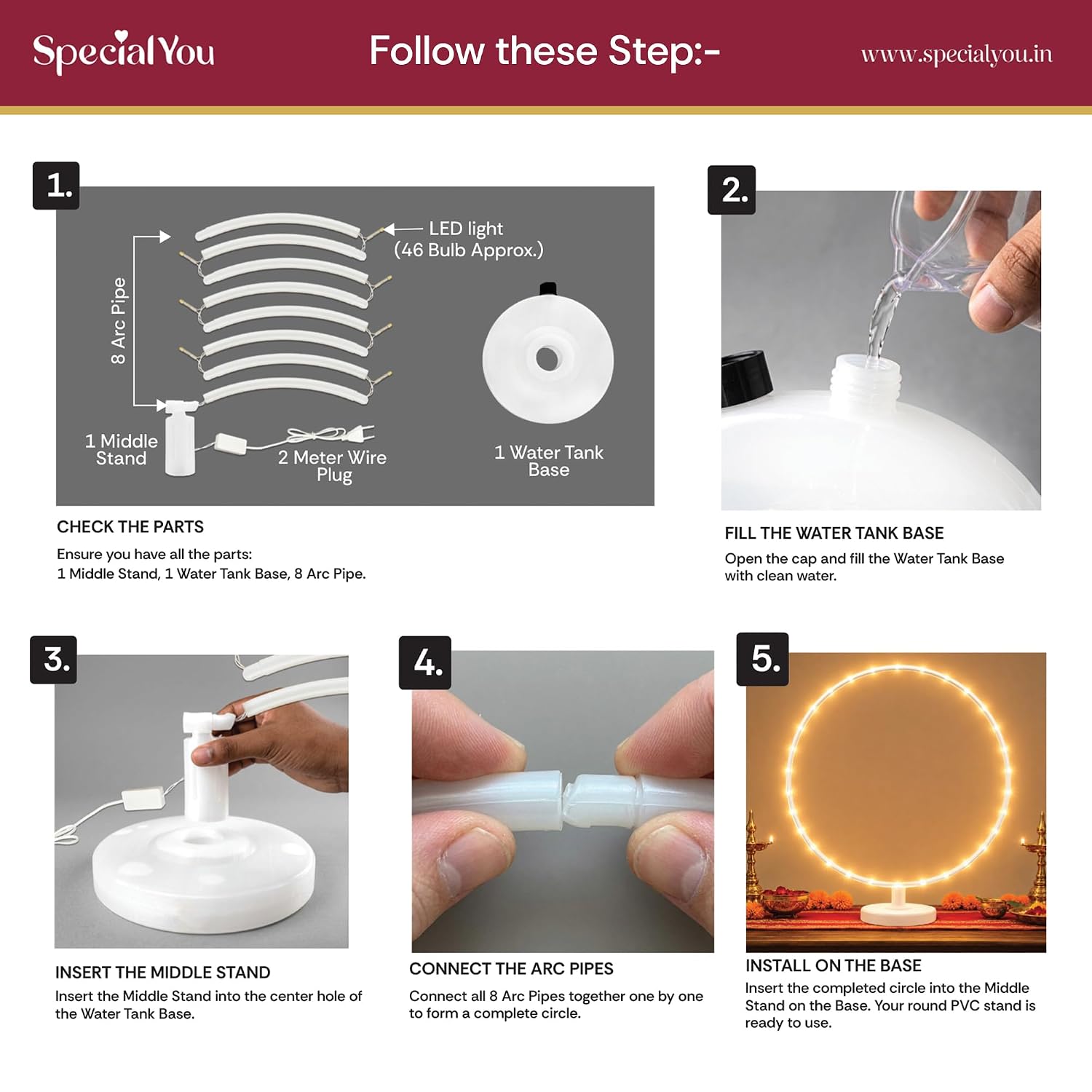 White PVC Round Light Backdrop Decoration Stand