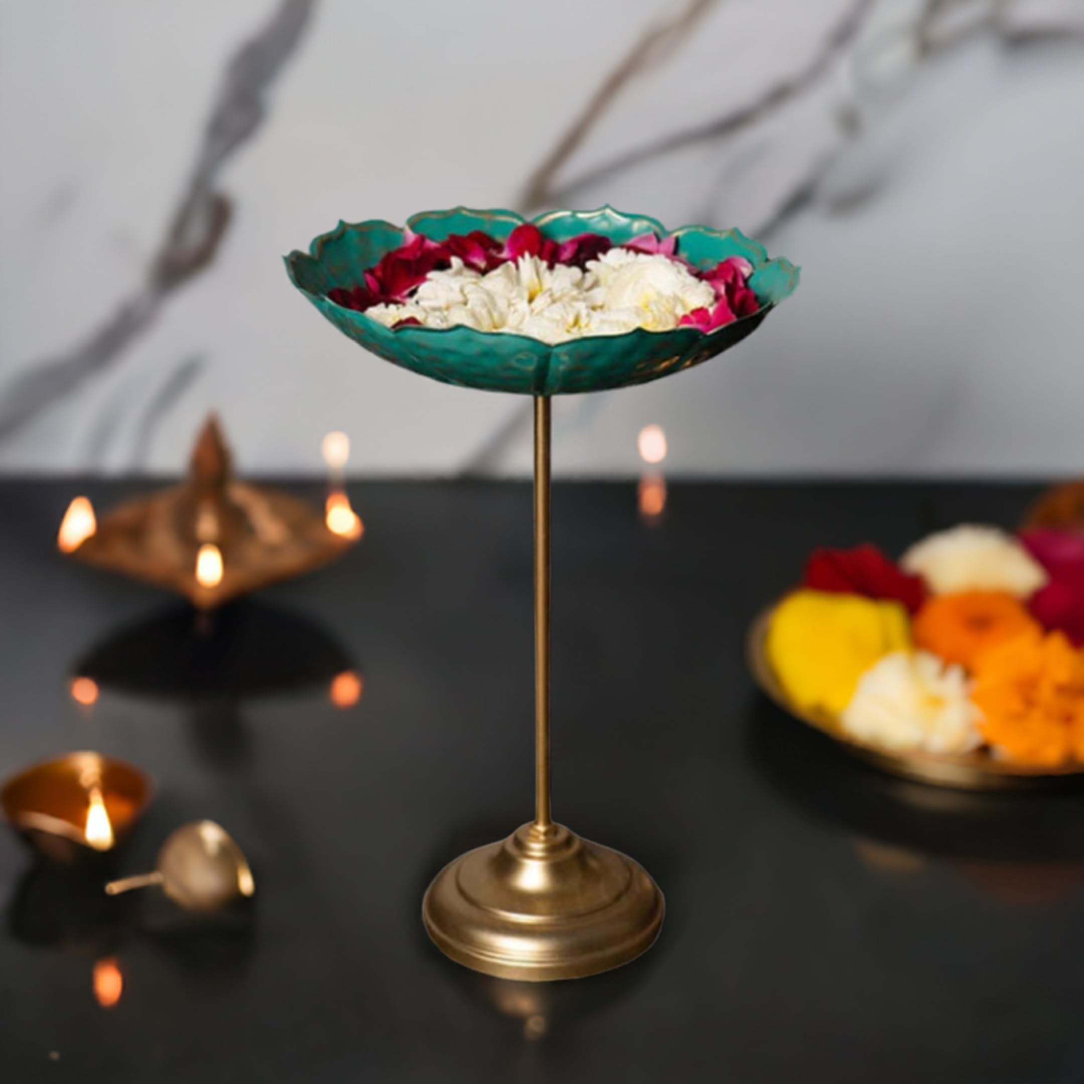 Green Stand Urli Bowl for Decoration