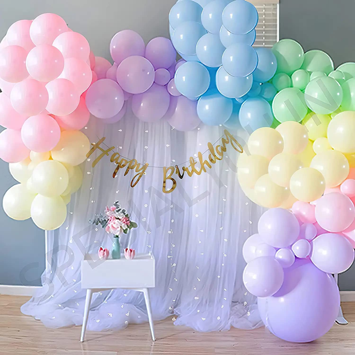 pastel rainbow birthday decoration