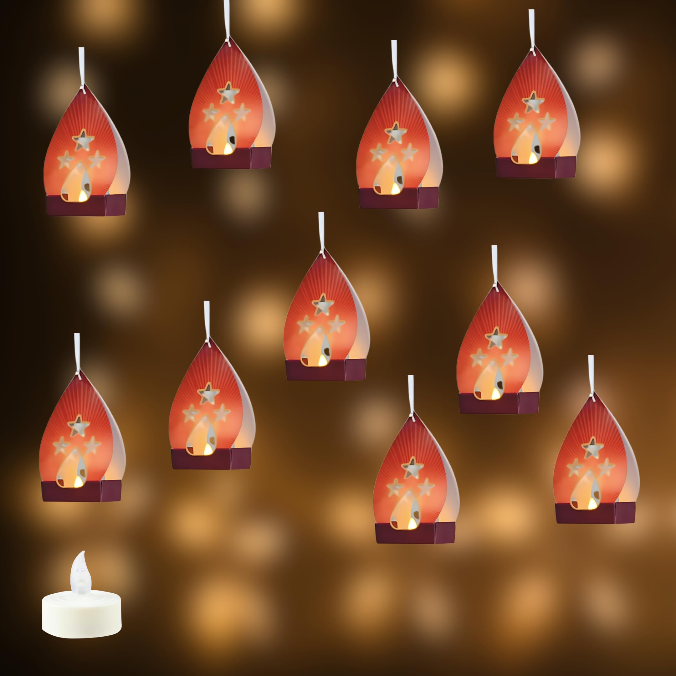 Paper LED Tea Light hanging for Diwali Decor