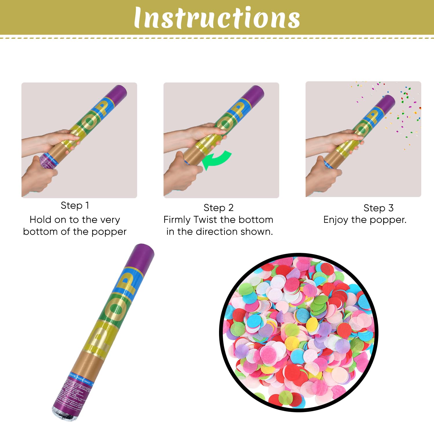 Multicolor circle Party poppers