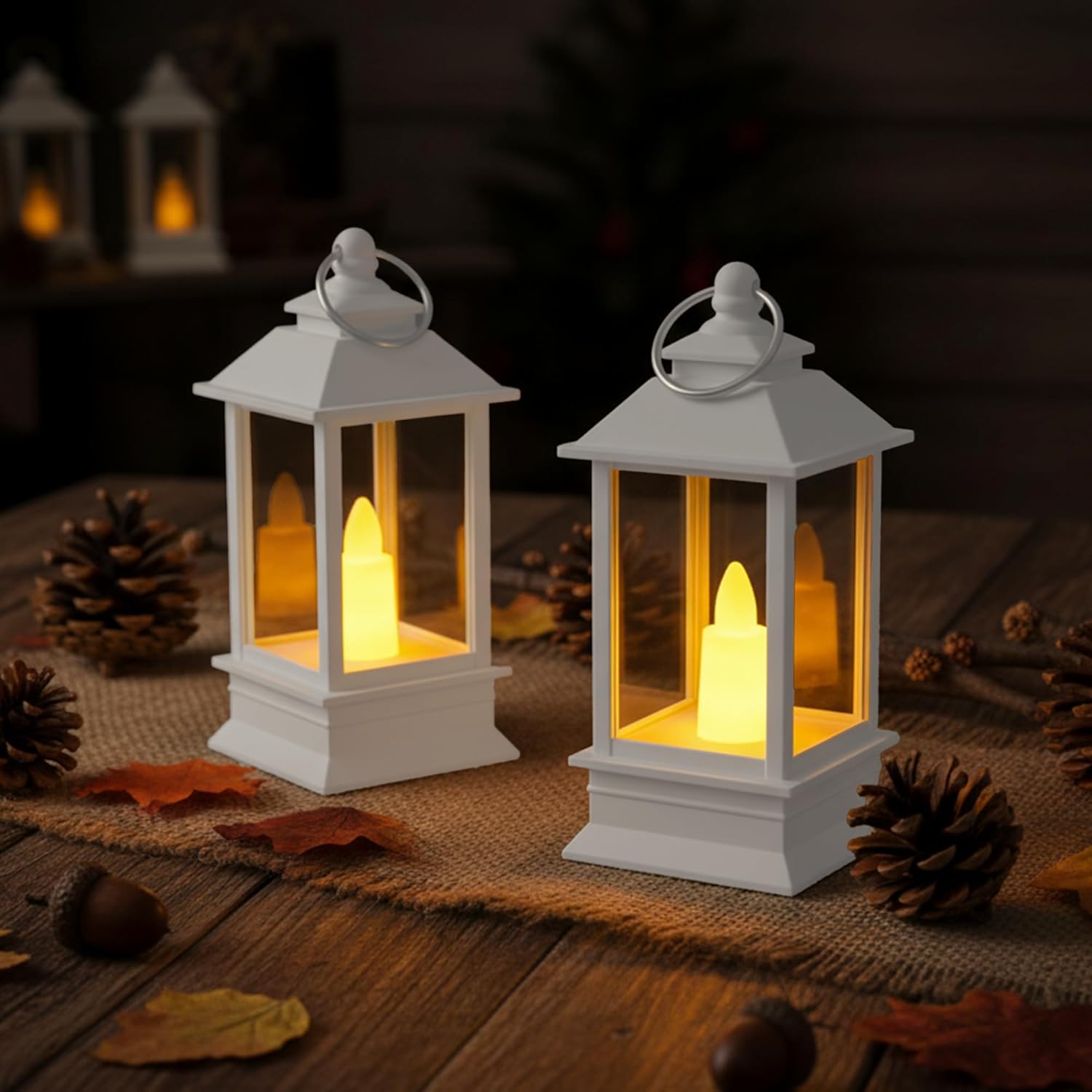 White Mini Festive Latern Hanging Decor Kit