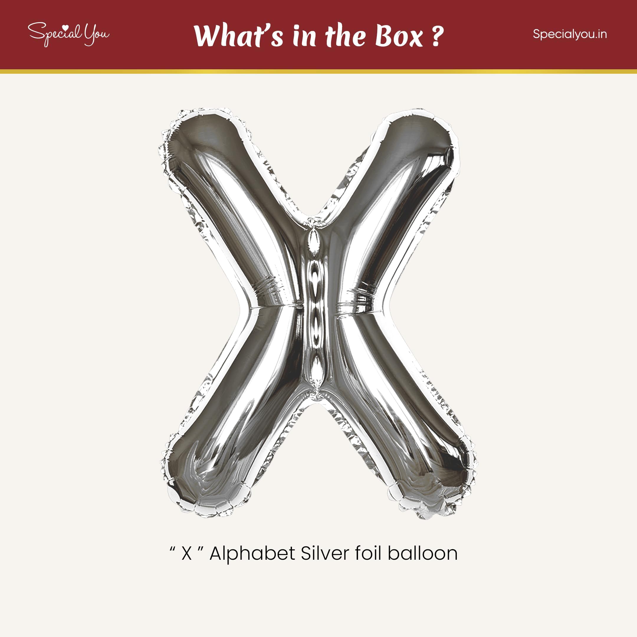 Silver X Letter Foil Balloon - Special You