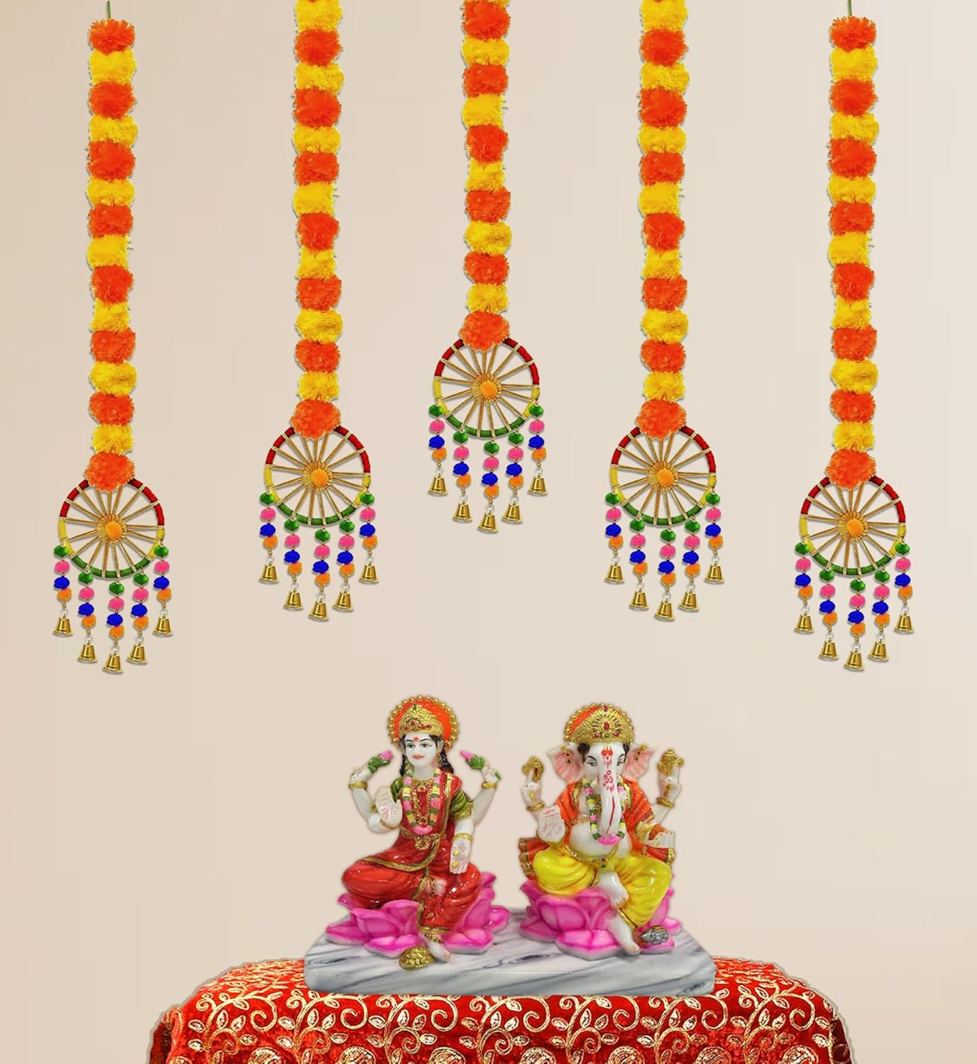 Marigold garland with Chakra Latkans Hanging