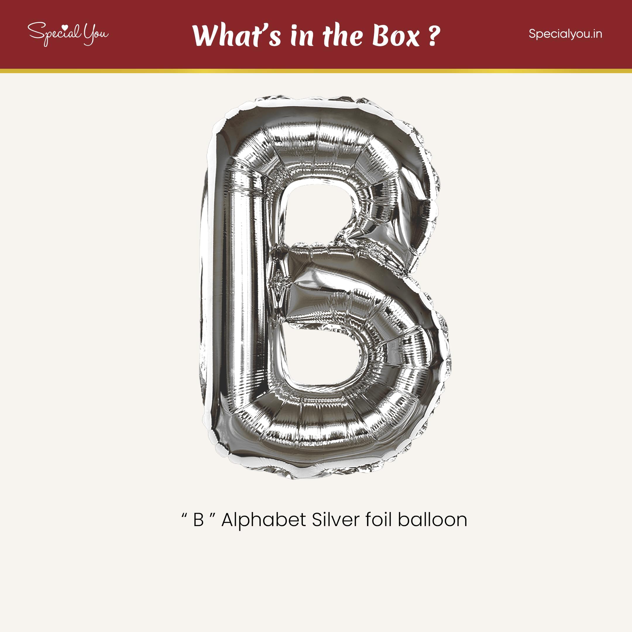 Silver B Letter Foil Balloon