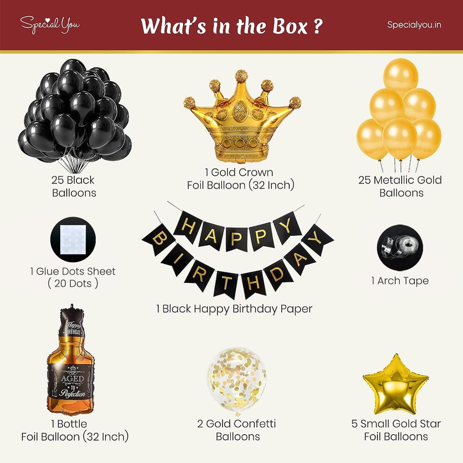 Black & Gold DIY Birthday Decoration Kit