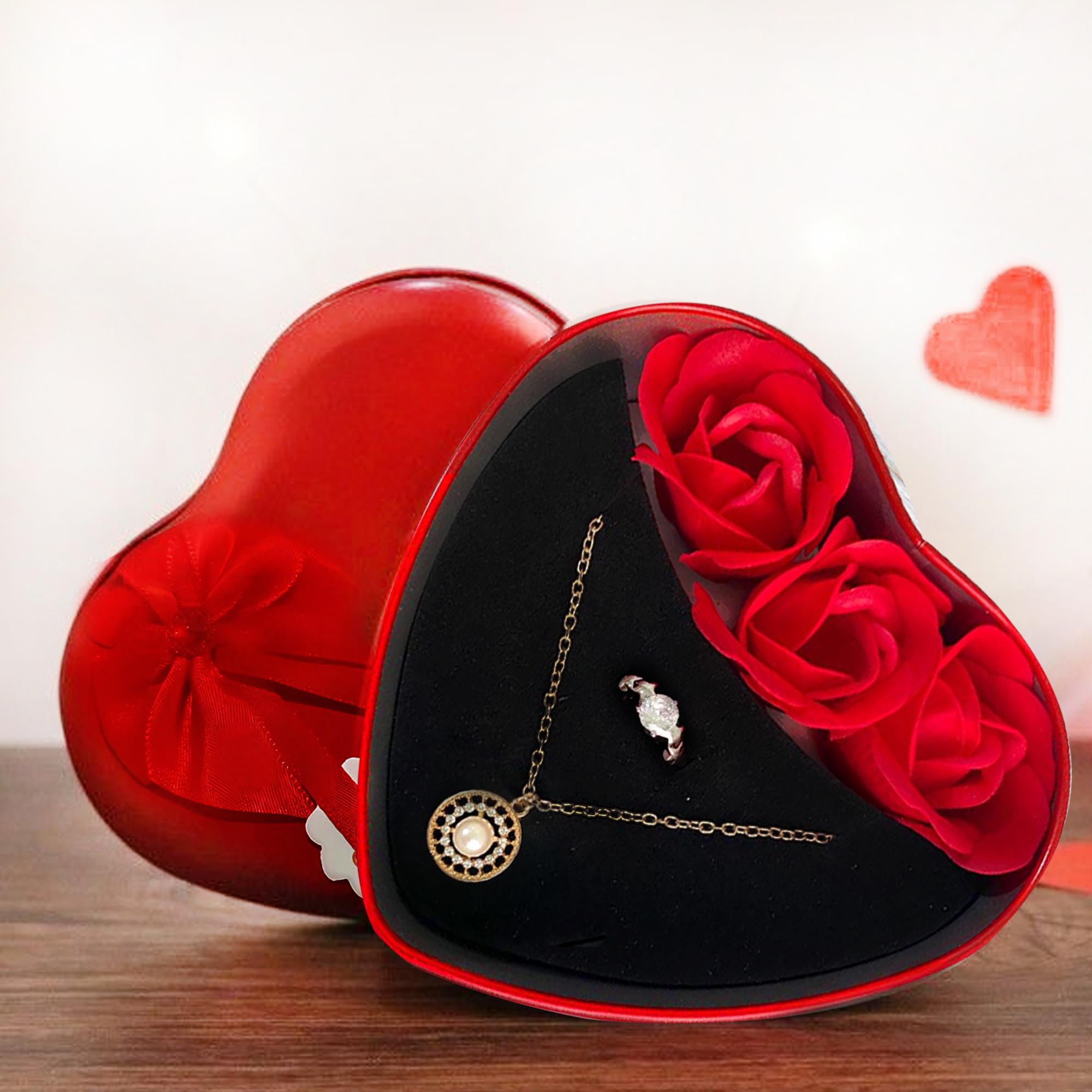 Pendant and Ring heart box set