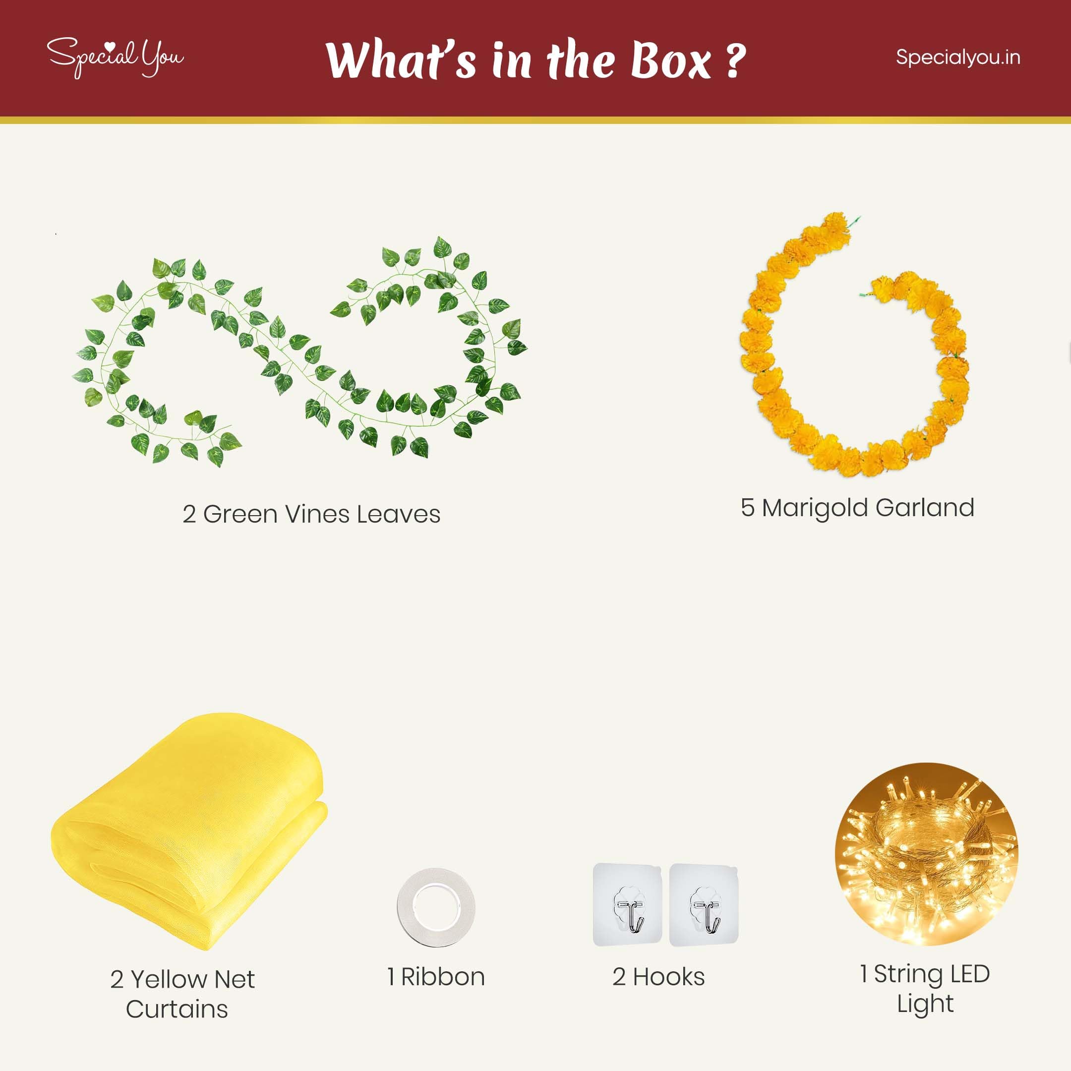 Ganpati yellow Backdrop Decor Kit