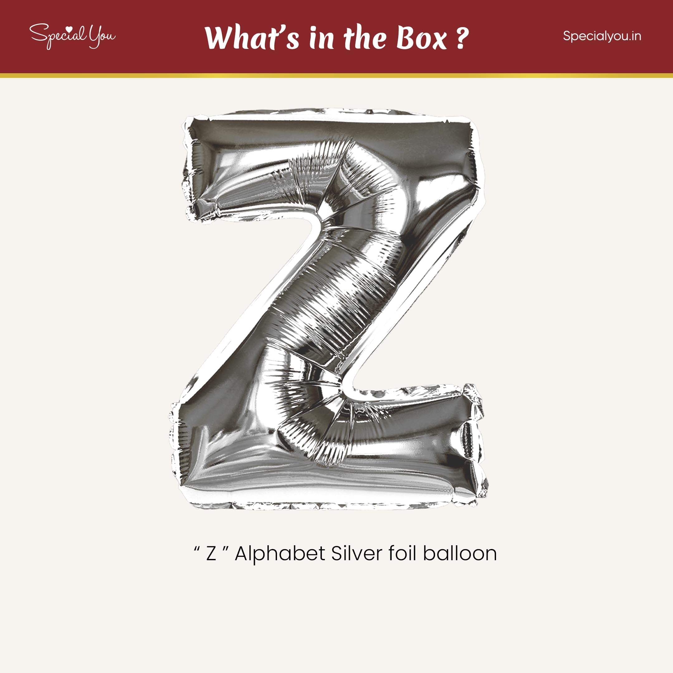 Silver Z Letter Foil Balloon - Special You