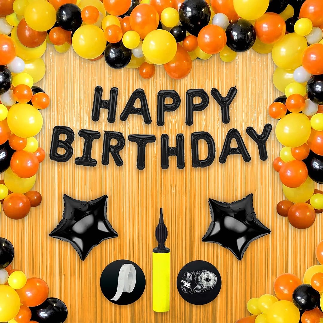 peach and yellow birthday decoration kit