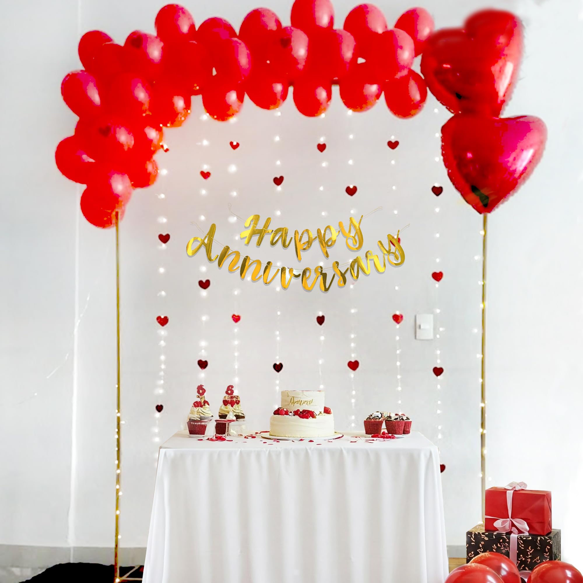 Red Balloon theme for Anniversary with Cursive Banner