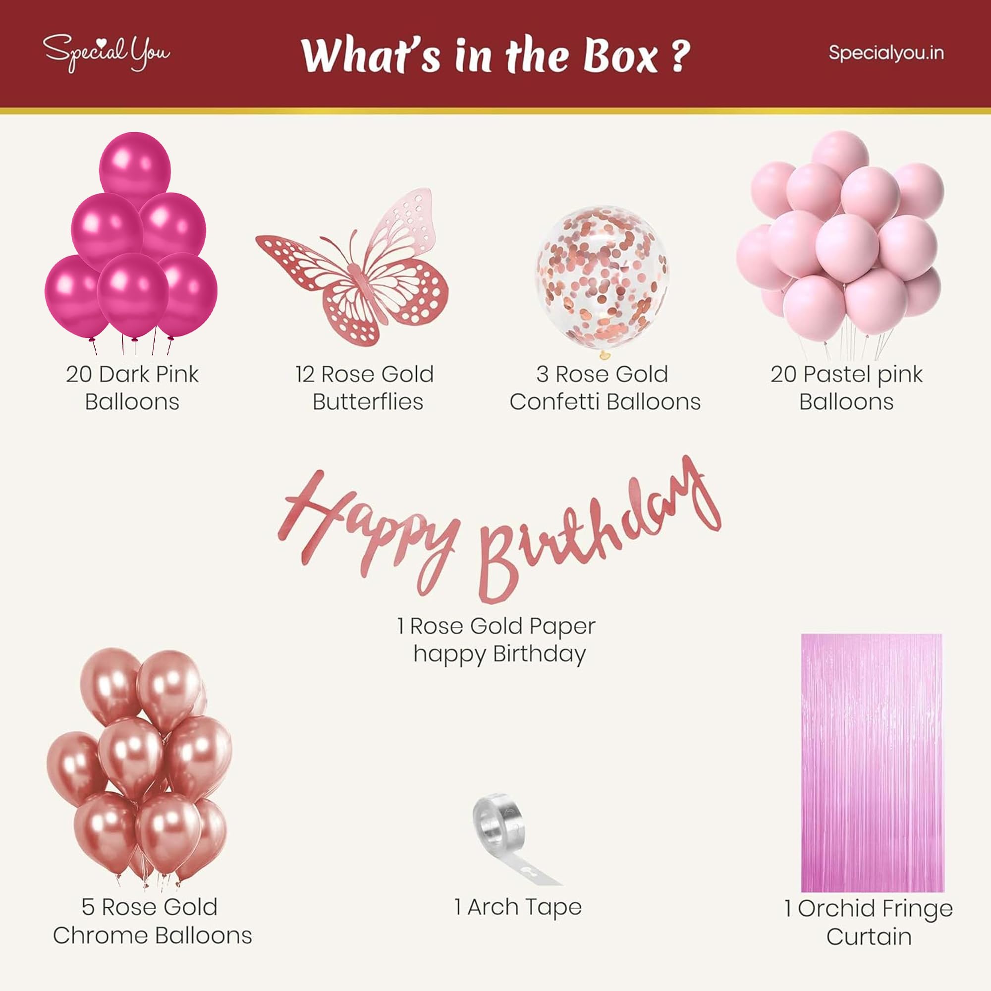 Rose Gold Birthday Decoration DIY Kit