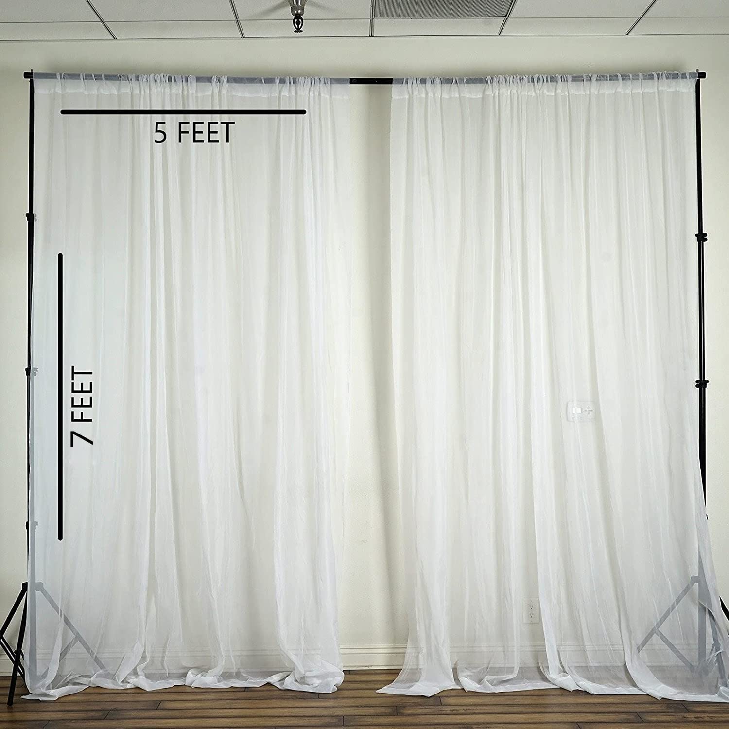 white net curtain dimension