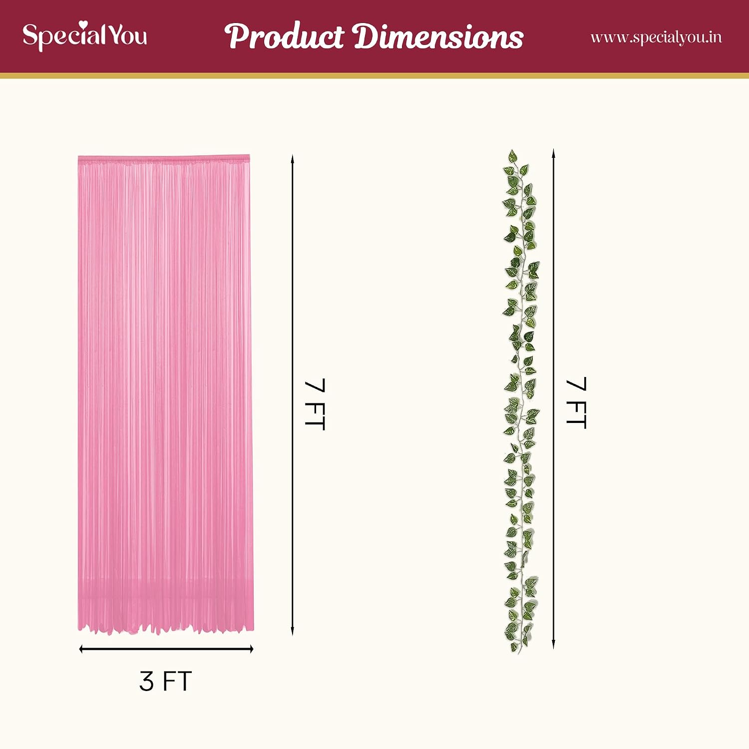 Pink Ganpati Backdrop Décor Set – Backdrop Cloth & Green Vines (9 Pieces)