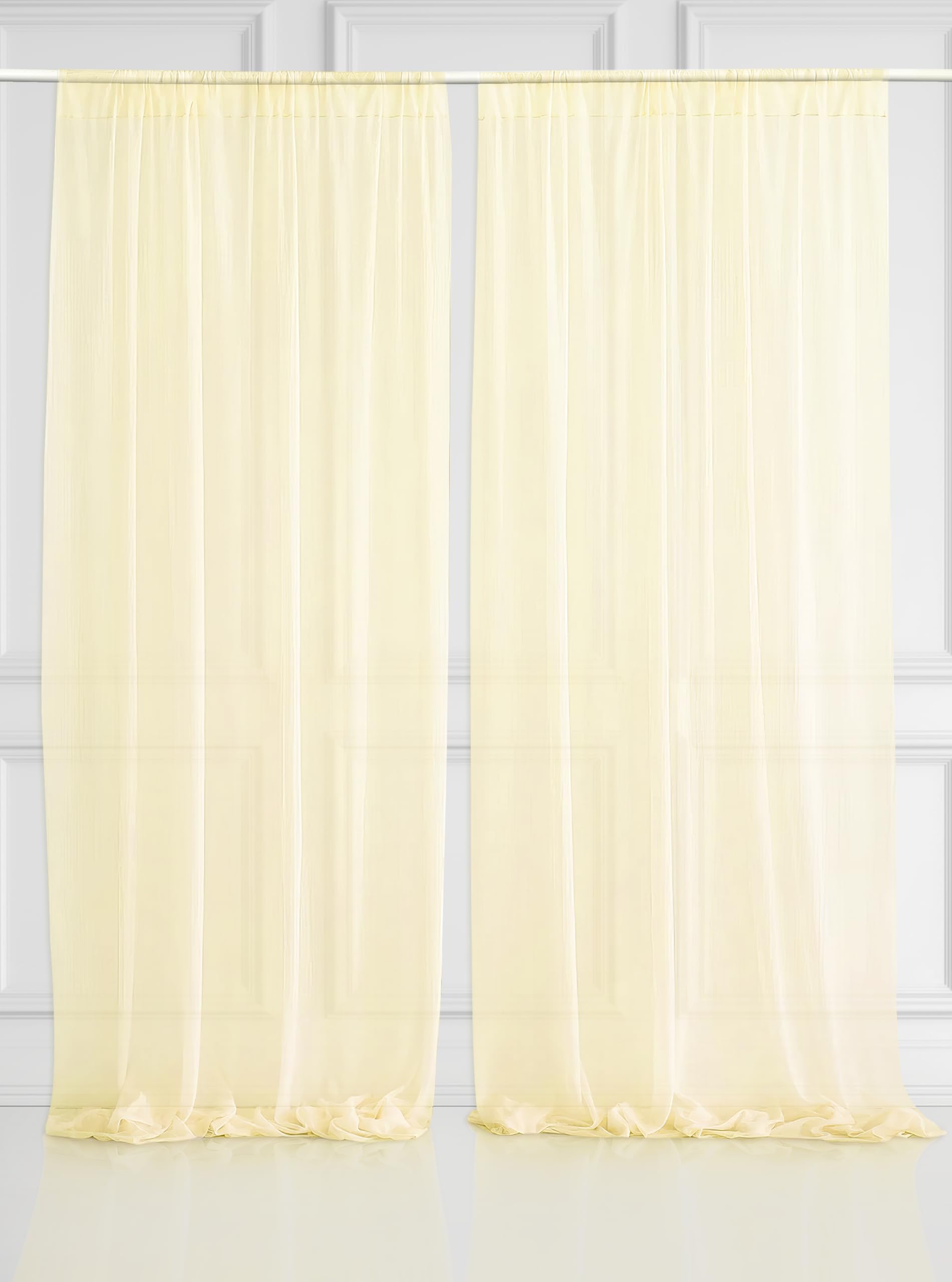 Chiffon Like Fabric Curtains in Fawn Color