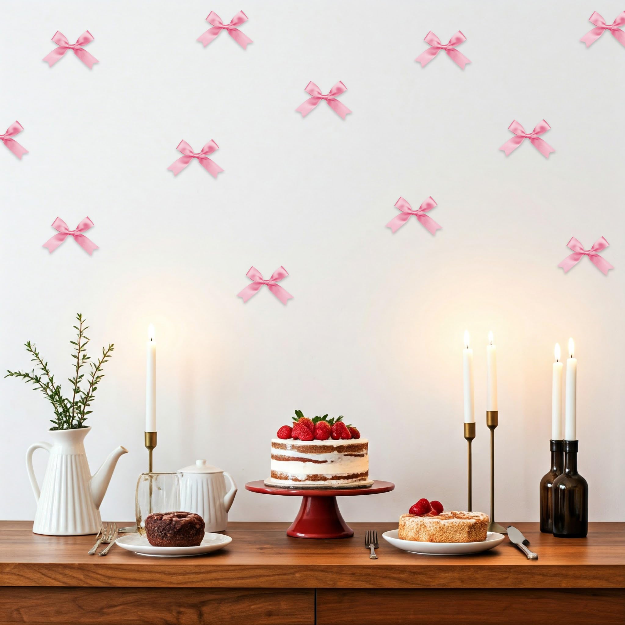 Satin Pink bow theme birthday decoration