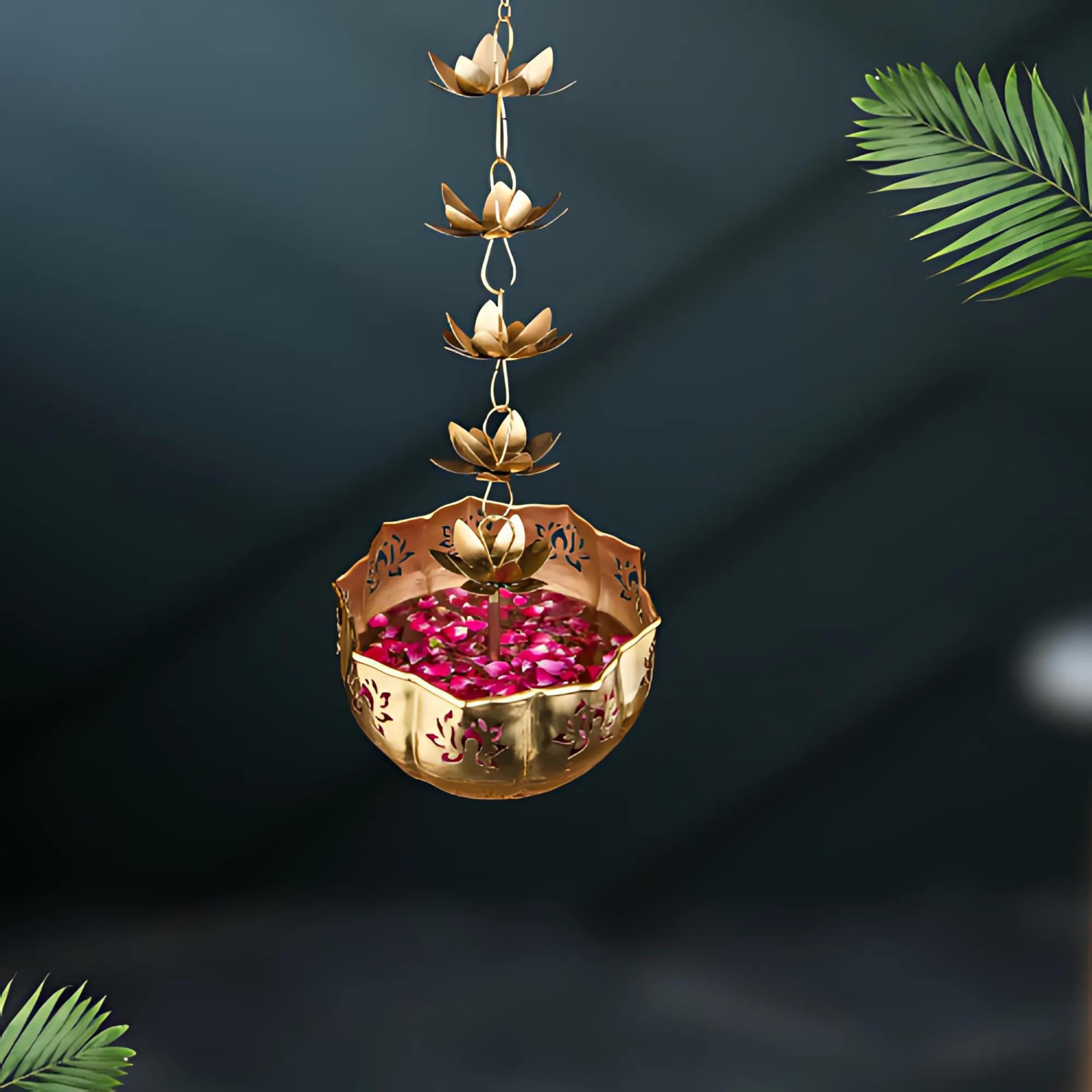 Golden Bowl Hanging Urli for Decoration