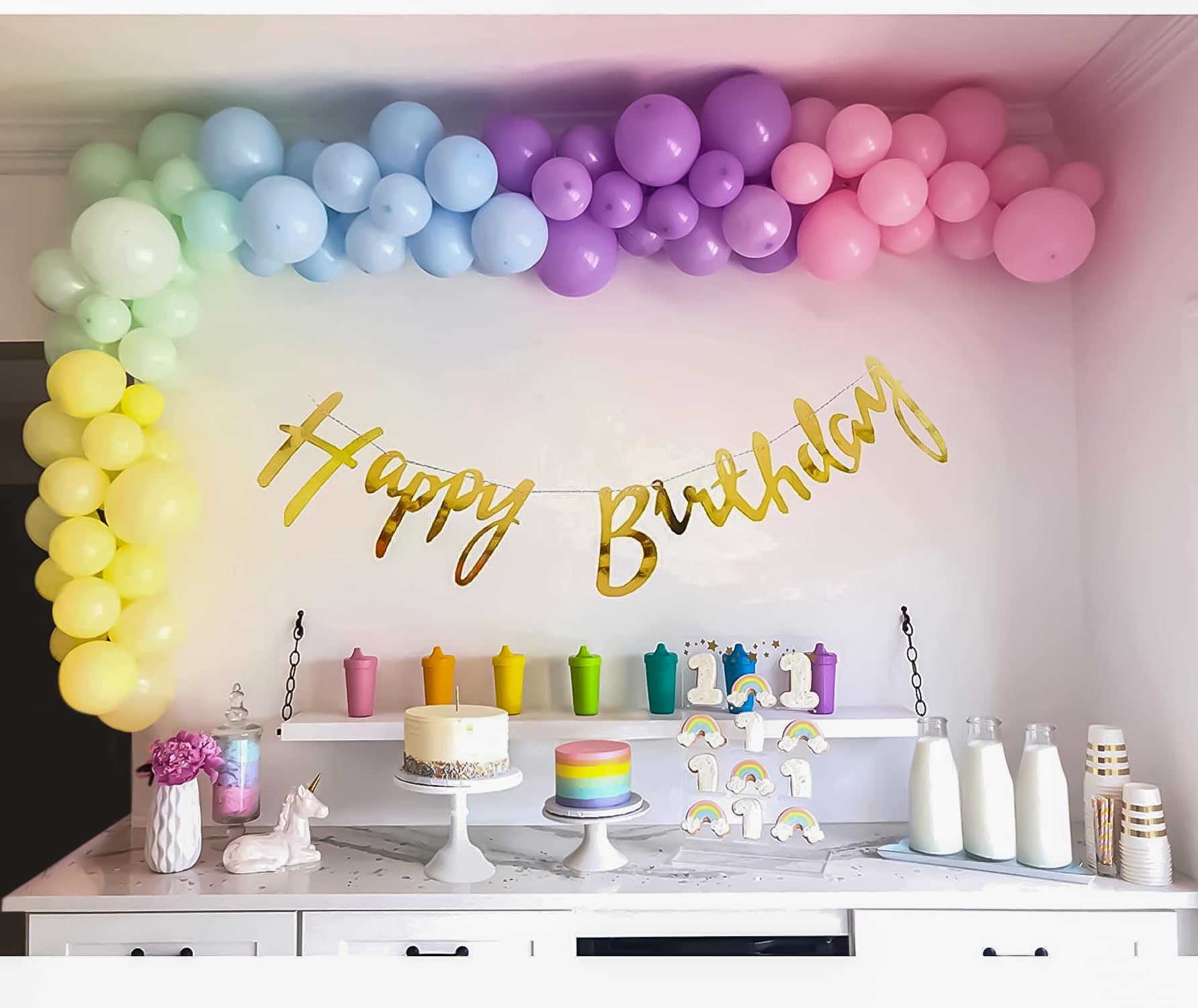 Pastel rainbow party DIY Birthday decoration
