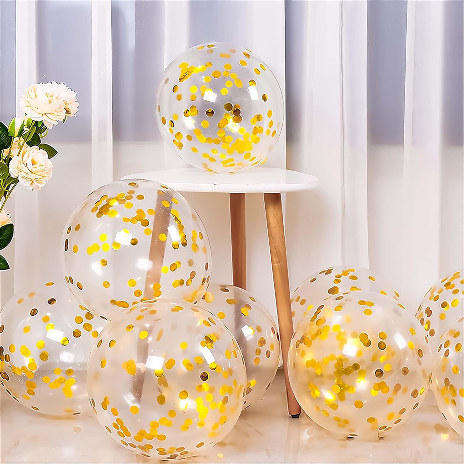 Gold  Confetti Balloons -5pcs