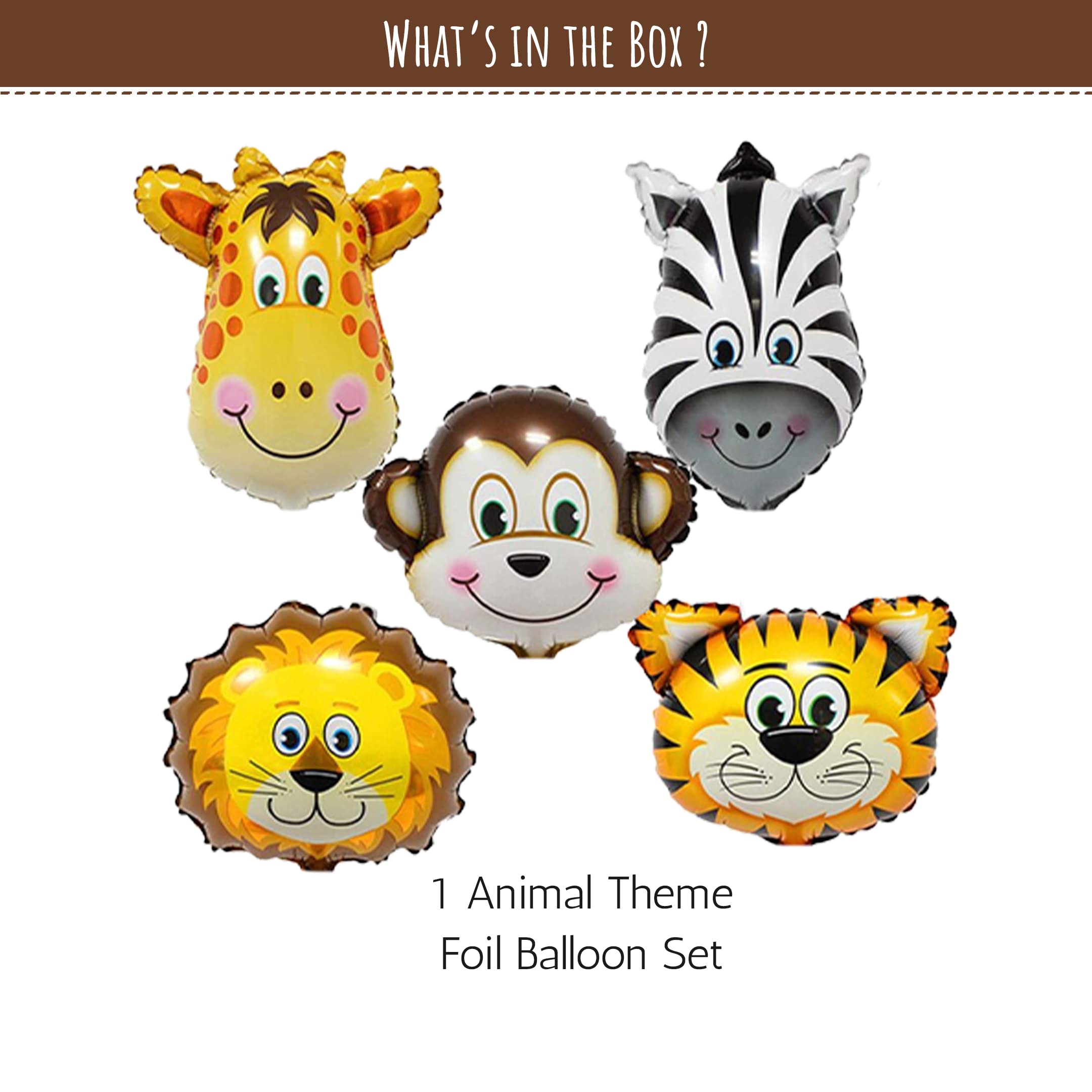 Animal Theme Foil Balloons for kids pack of 5