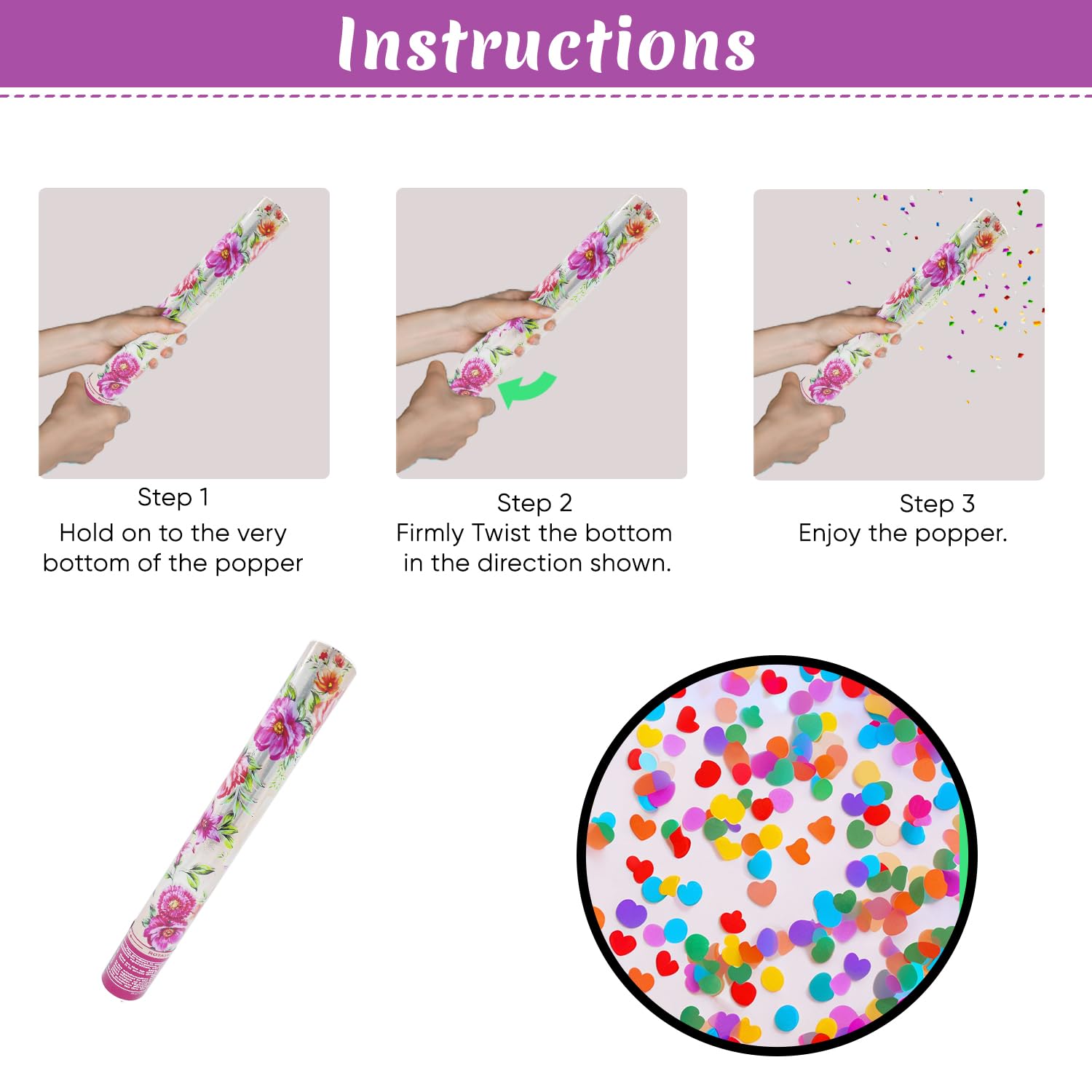 Pack of 3 Multicolor party popper