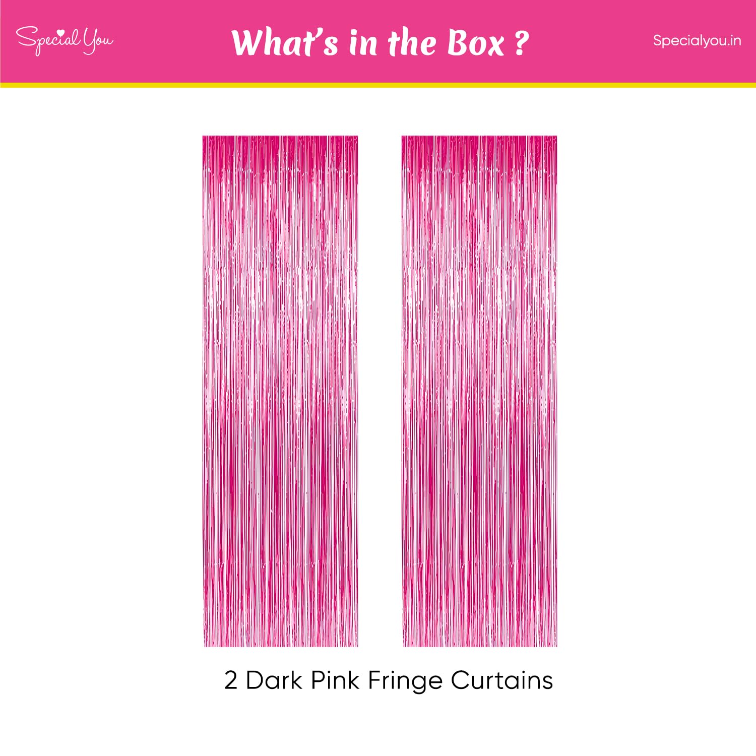 Dark Pink Tinsel Fringe Curtains