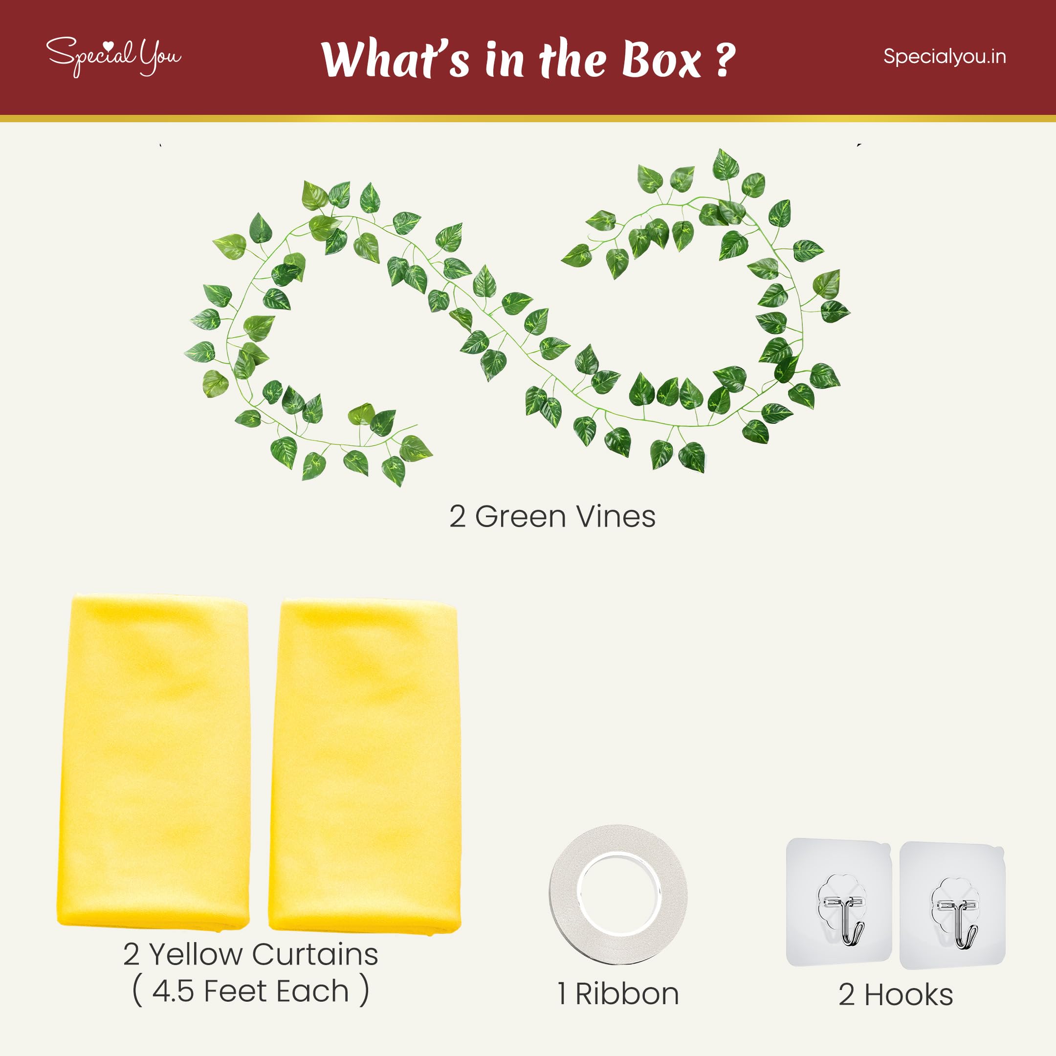 Yellow curtains with vines for festive decor - Special You