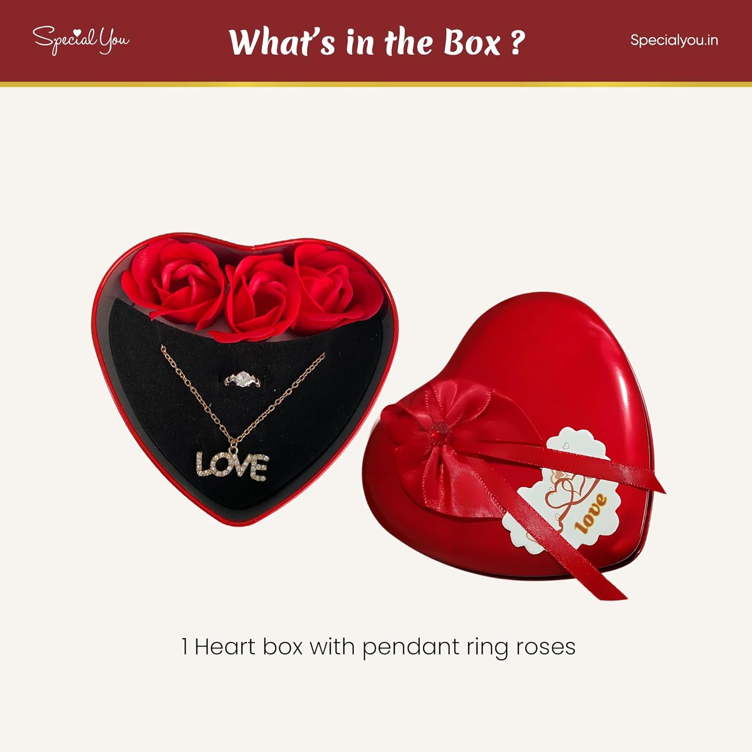 Pendant and Ring heart box set