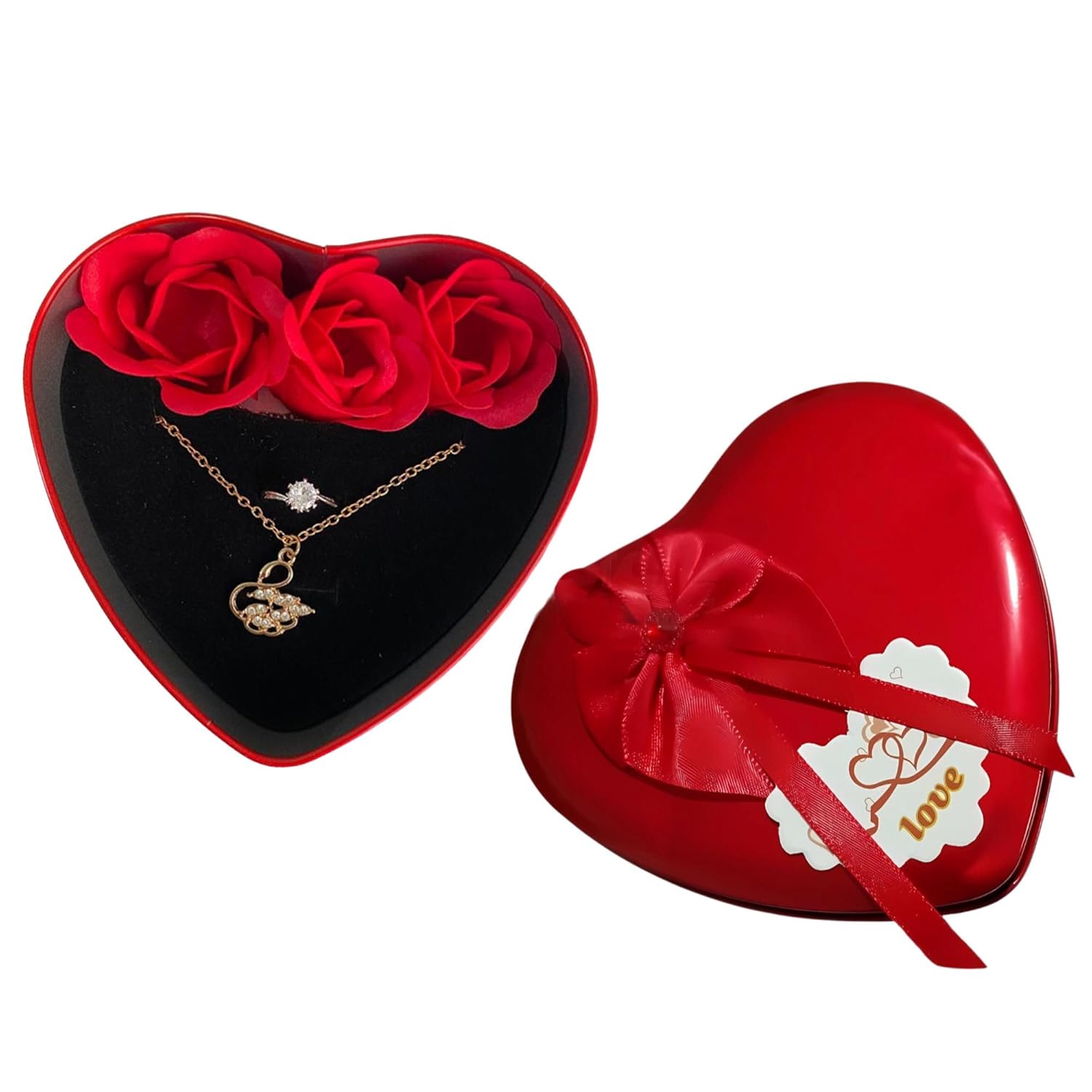 Pendant and Ring heart box set