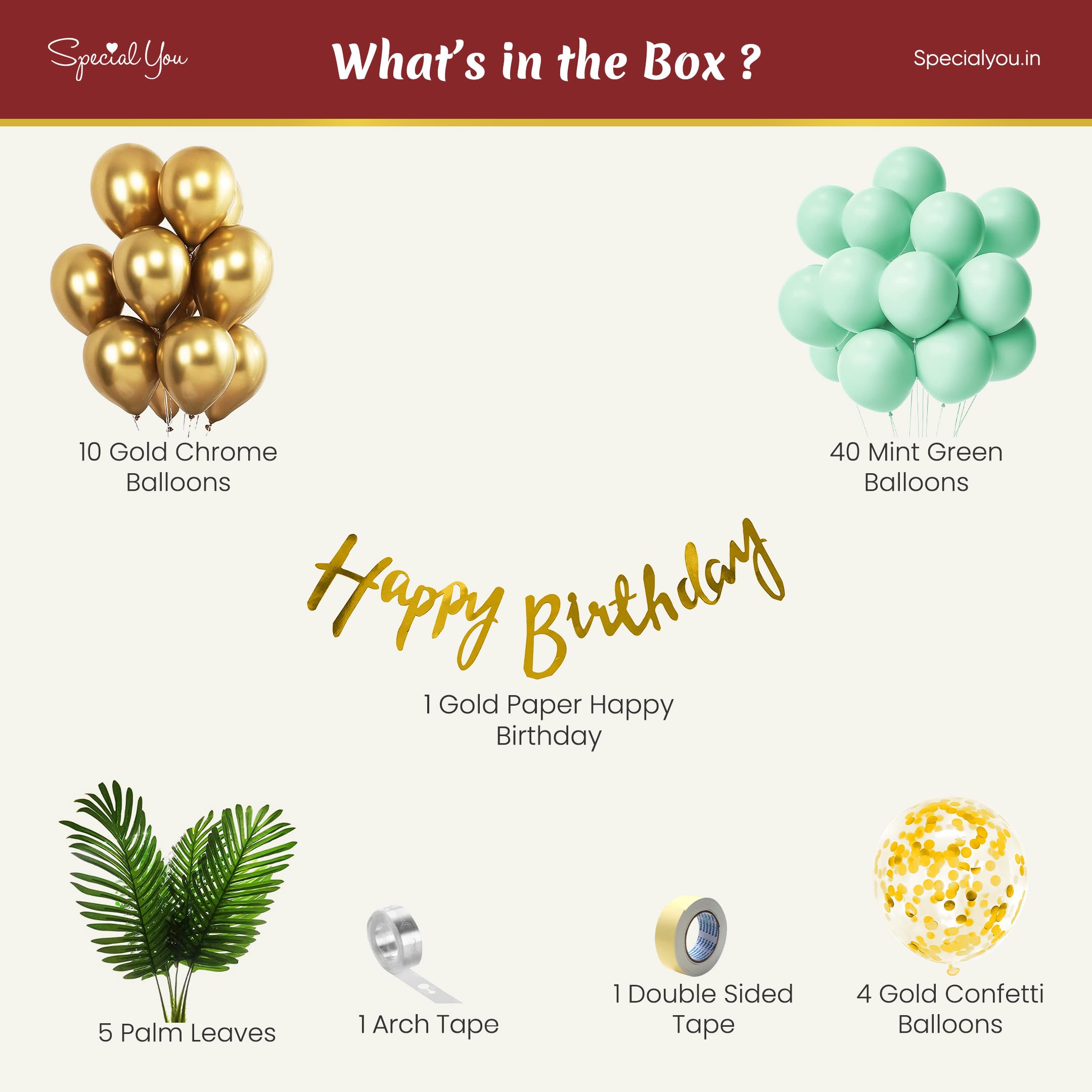 Gold & Green Birthday Decoration DIY Kit