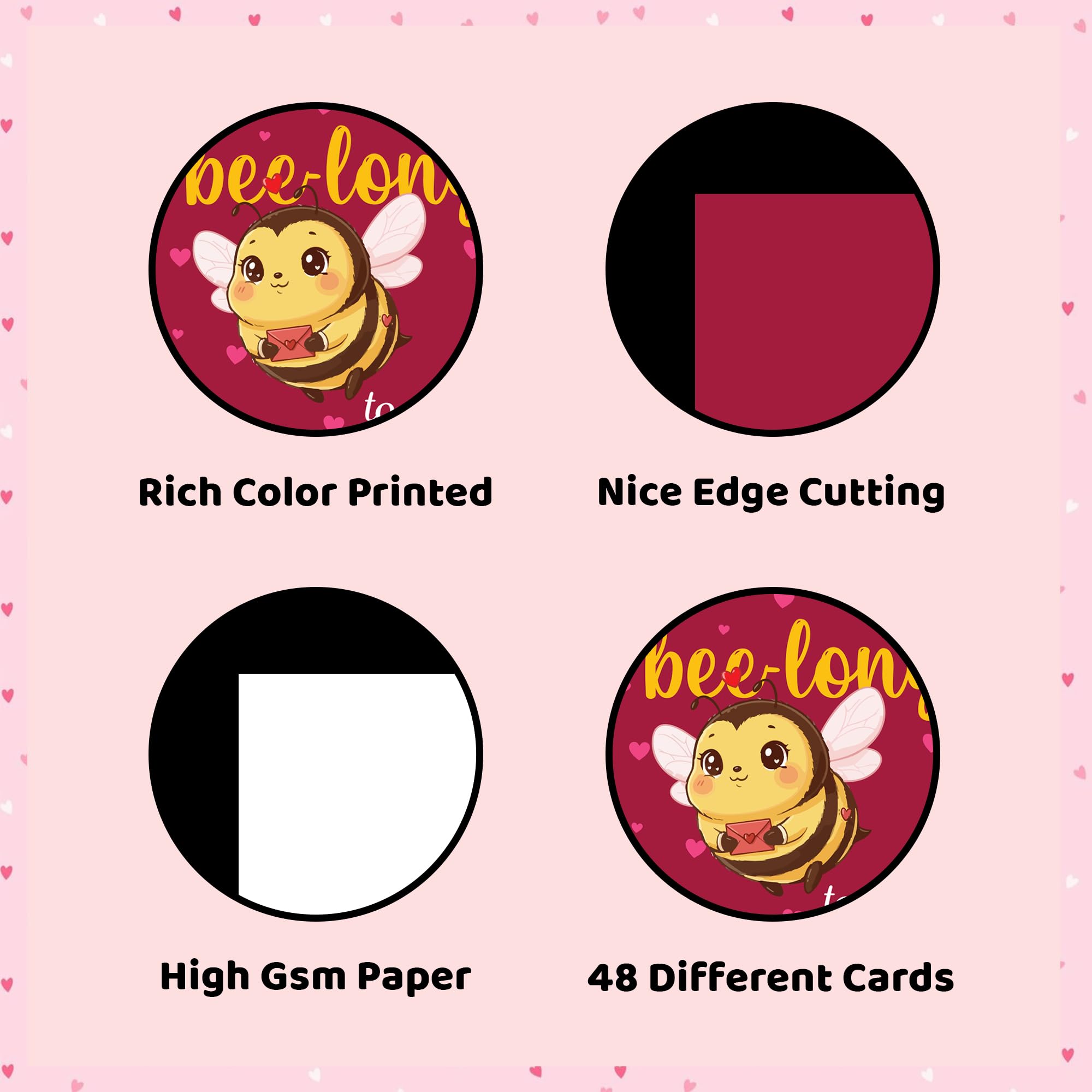 48Pcs Printed Love Cards for Valentine's Day