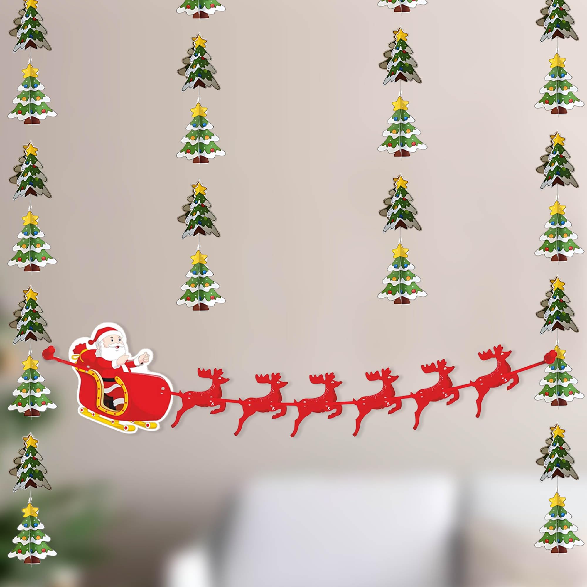 Mini Tree Frill and Reindeer Paper Banner - 5 Pcs