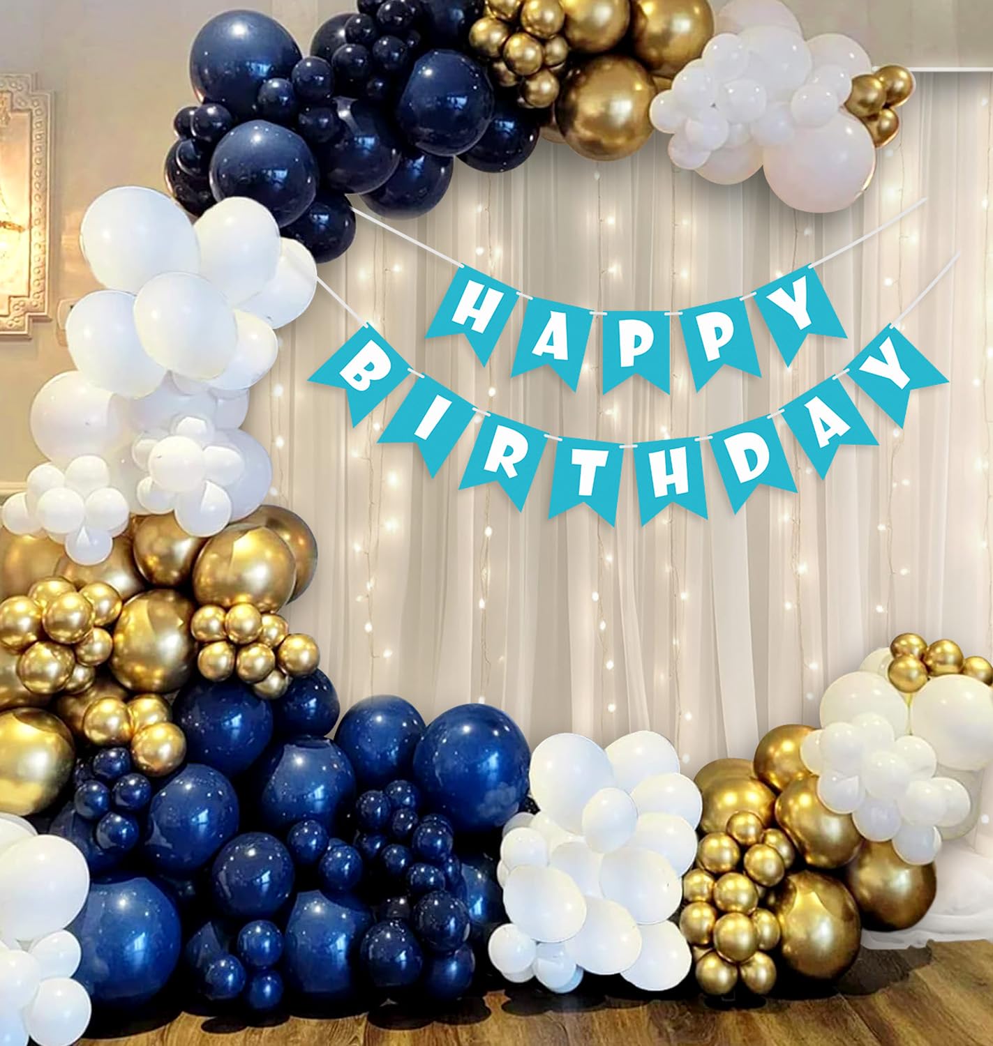 Navy Blue & White Balloons- 45 pcs