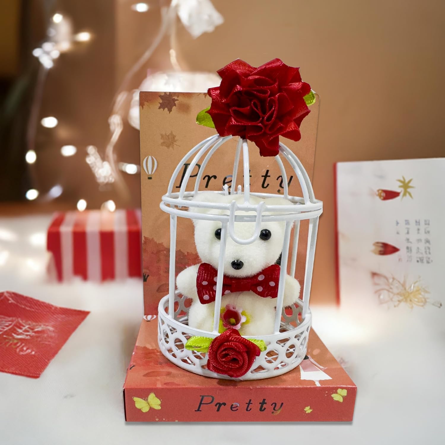 Red Teddy Cage Gift