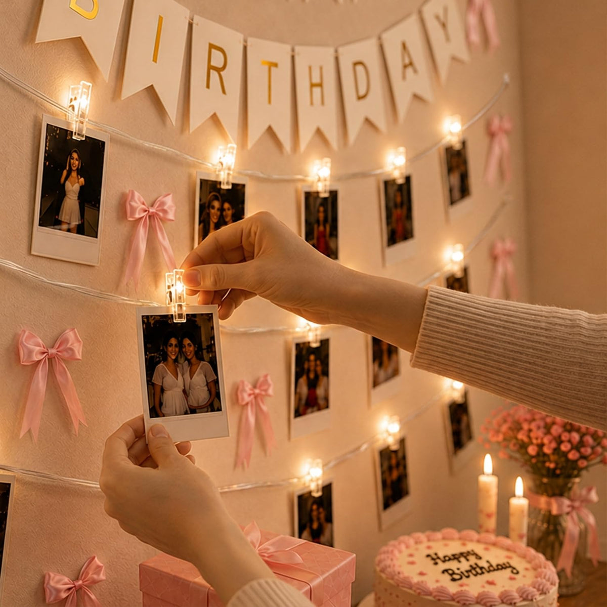 LED Clip Light with Pink Bow Birthday DIY Kit