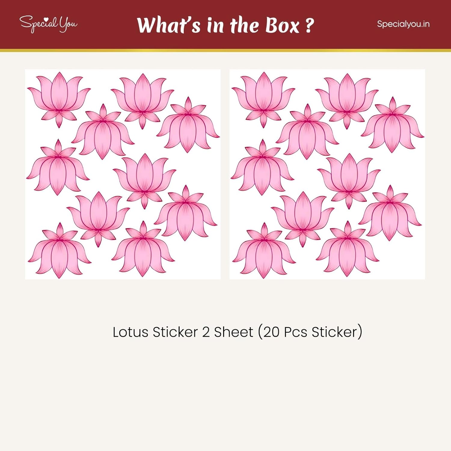 Diwali Decor Lotus Wall Sticker-20pcs