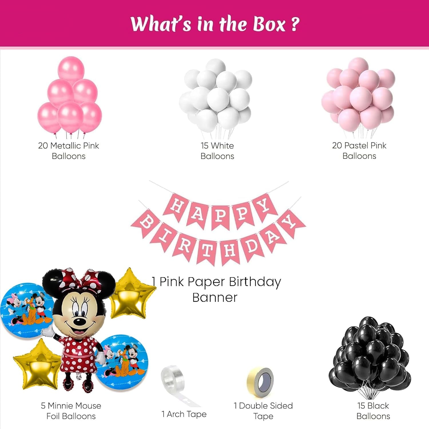 Minnie mouse birthday decoration-78pcs