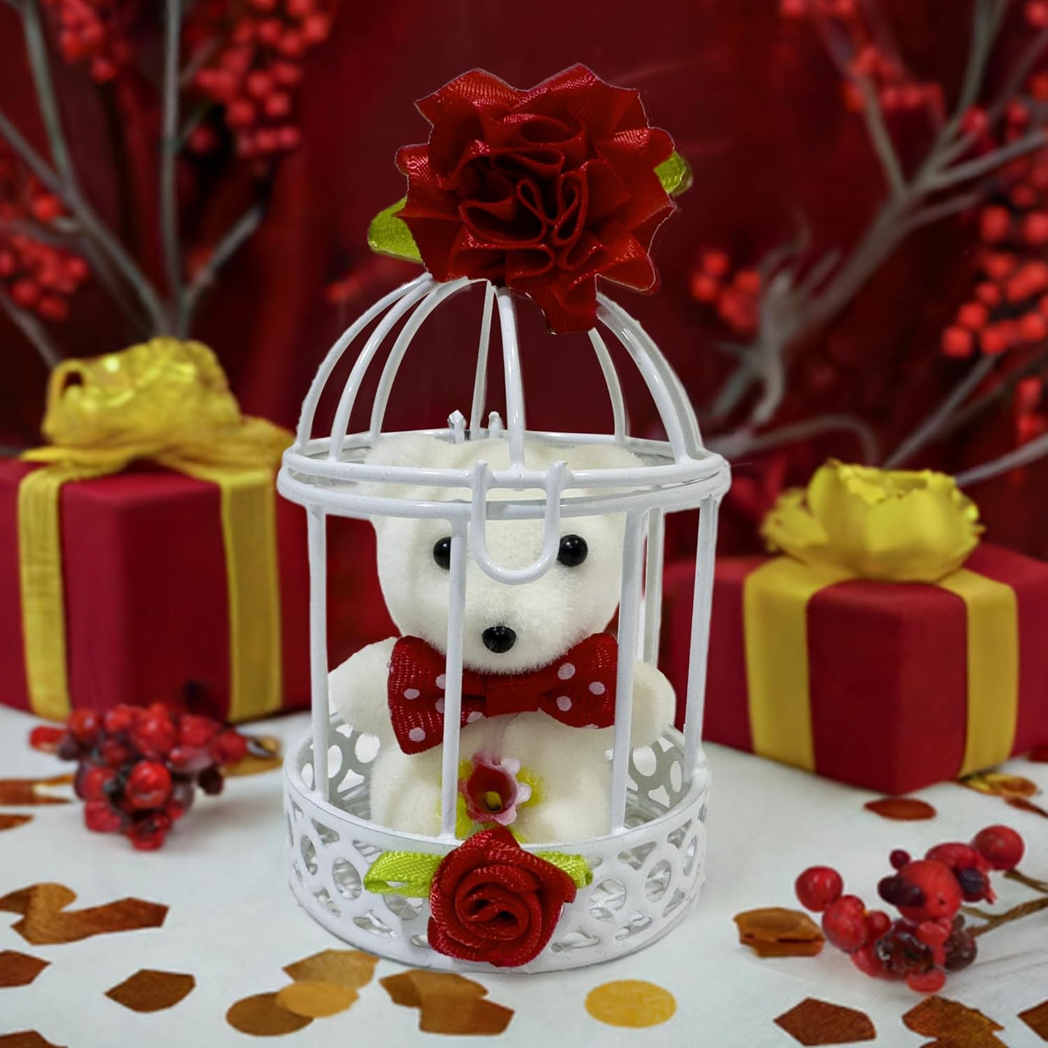 Red Teddy Cage Gift