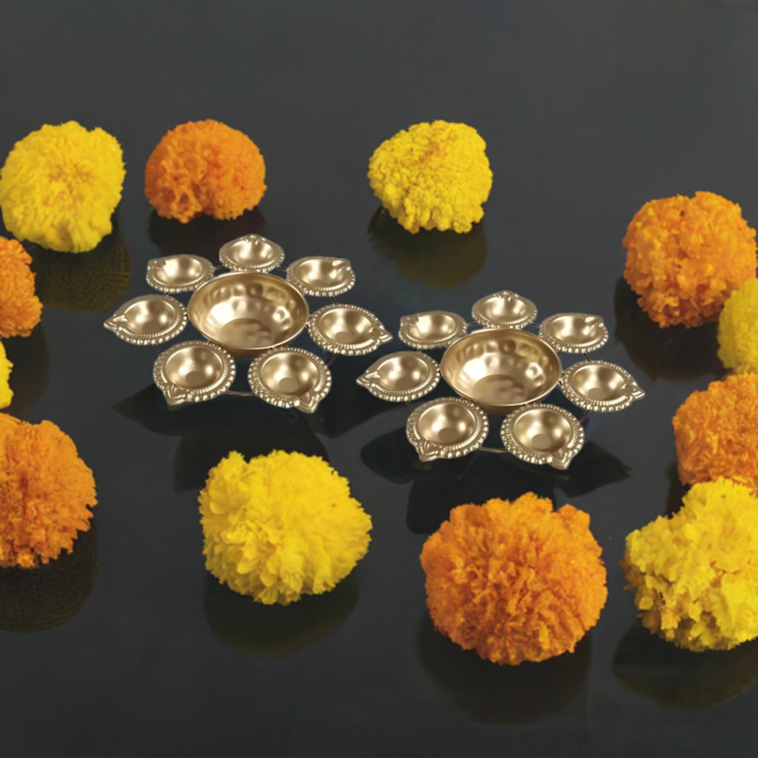 Gold Diya Urli Set of 2