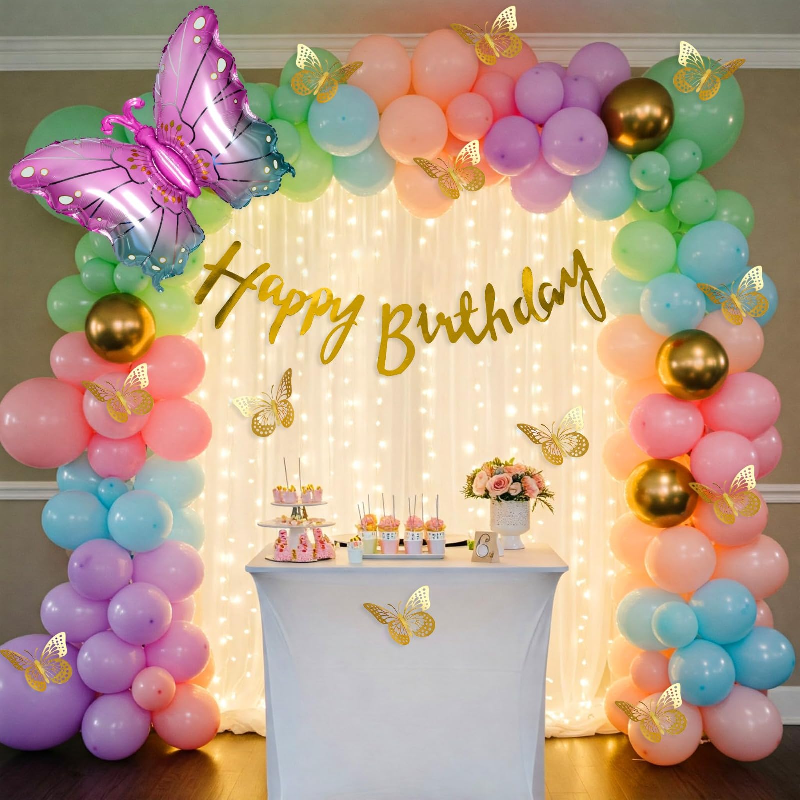 Butterfly Birthday Backdrop Decoration