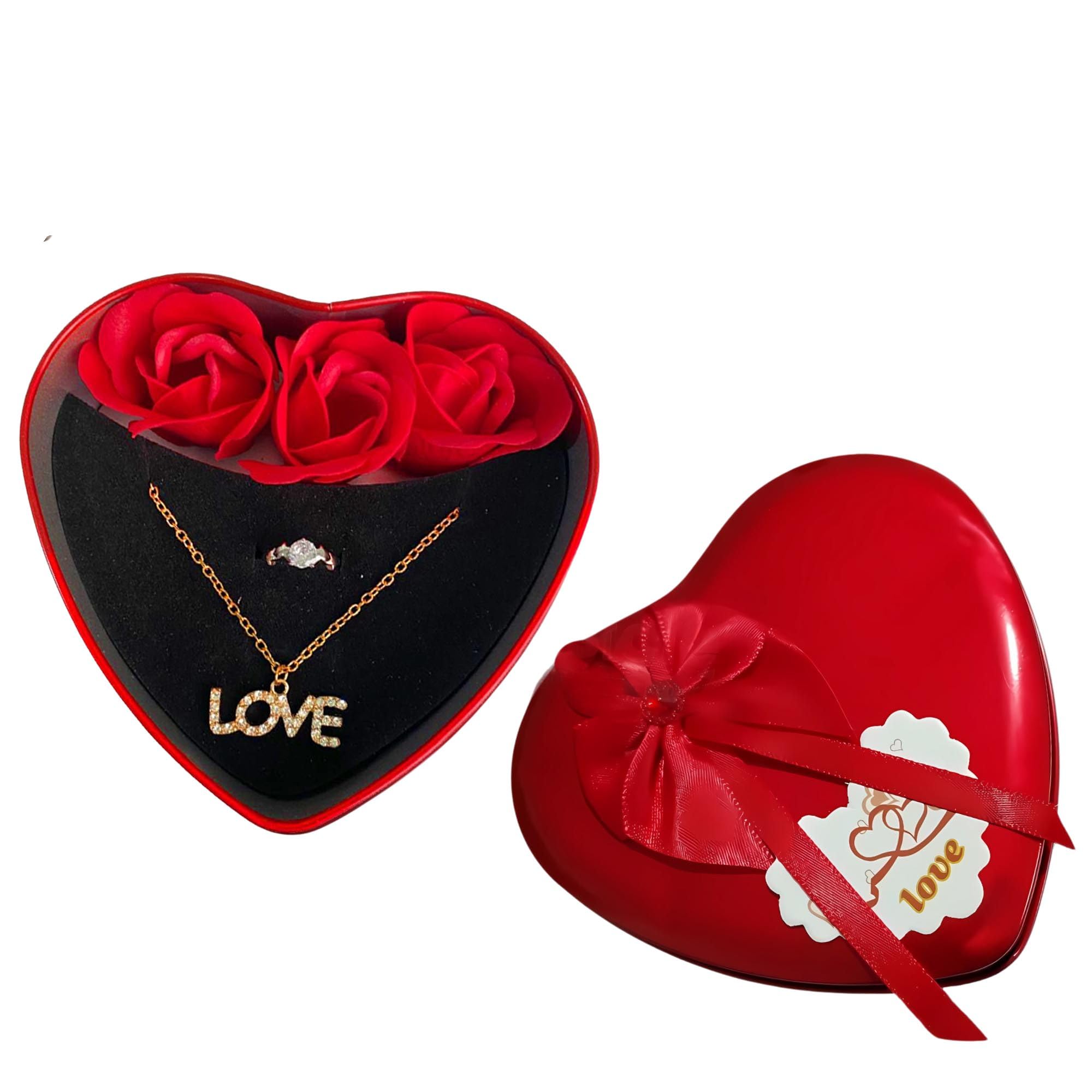 Pendant and Ring heart box set